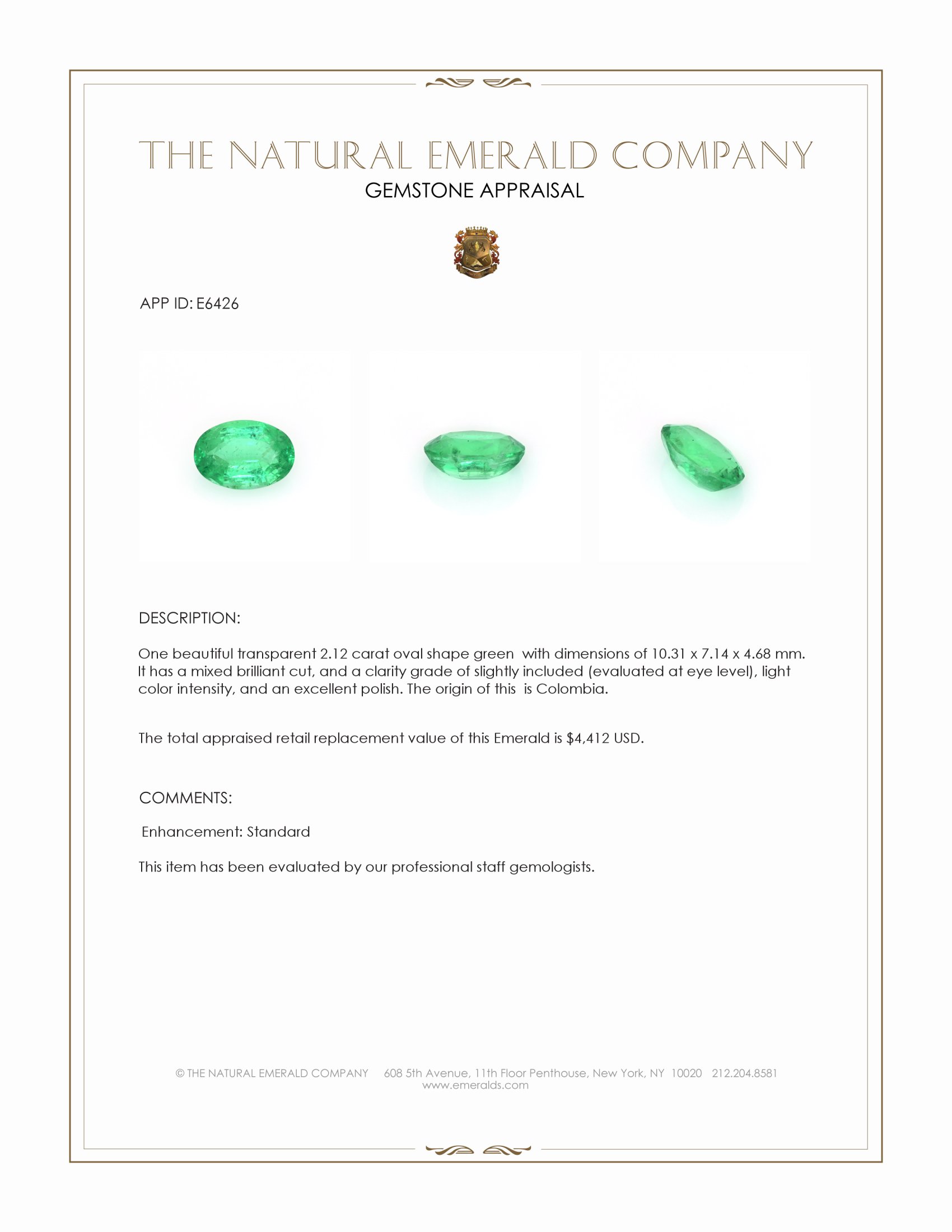 2.12 Ct. Emerald from Colombia