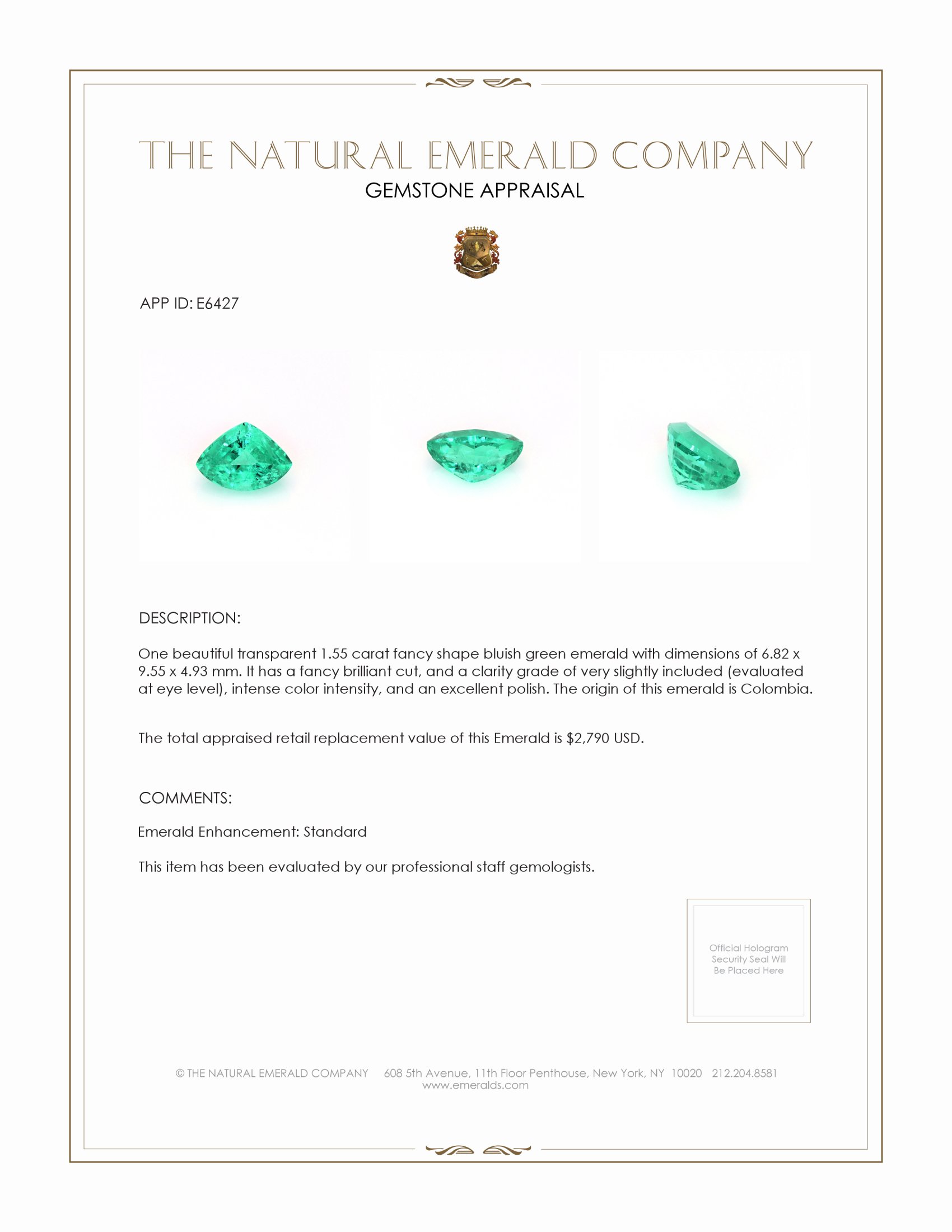 1.55 Ct. Emerald from Colombia