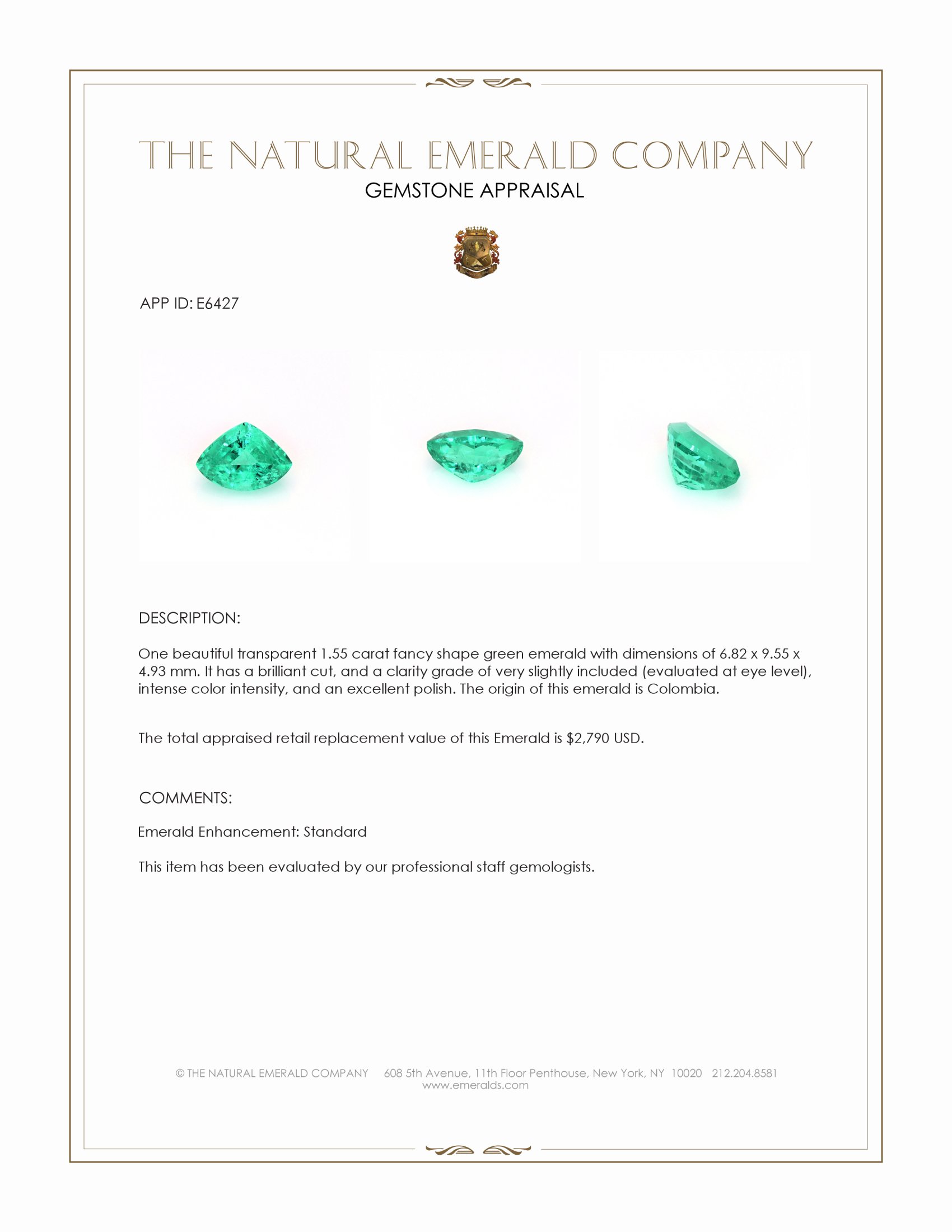 1.55 Ct. Emerald from Colombia