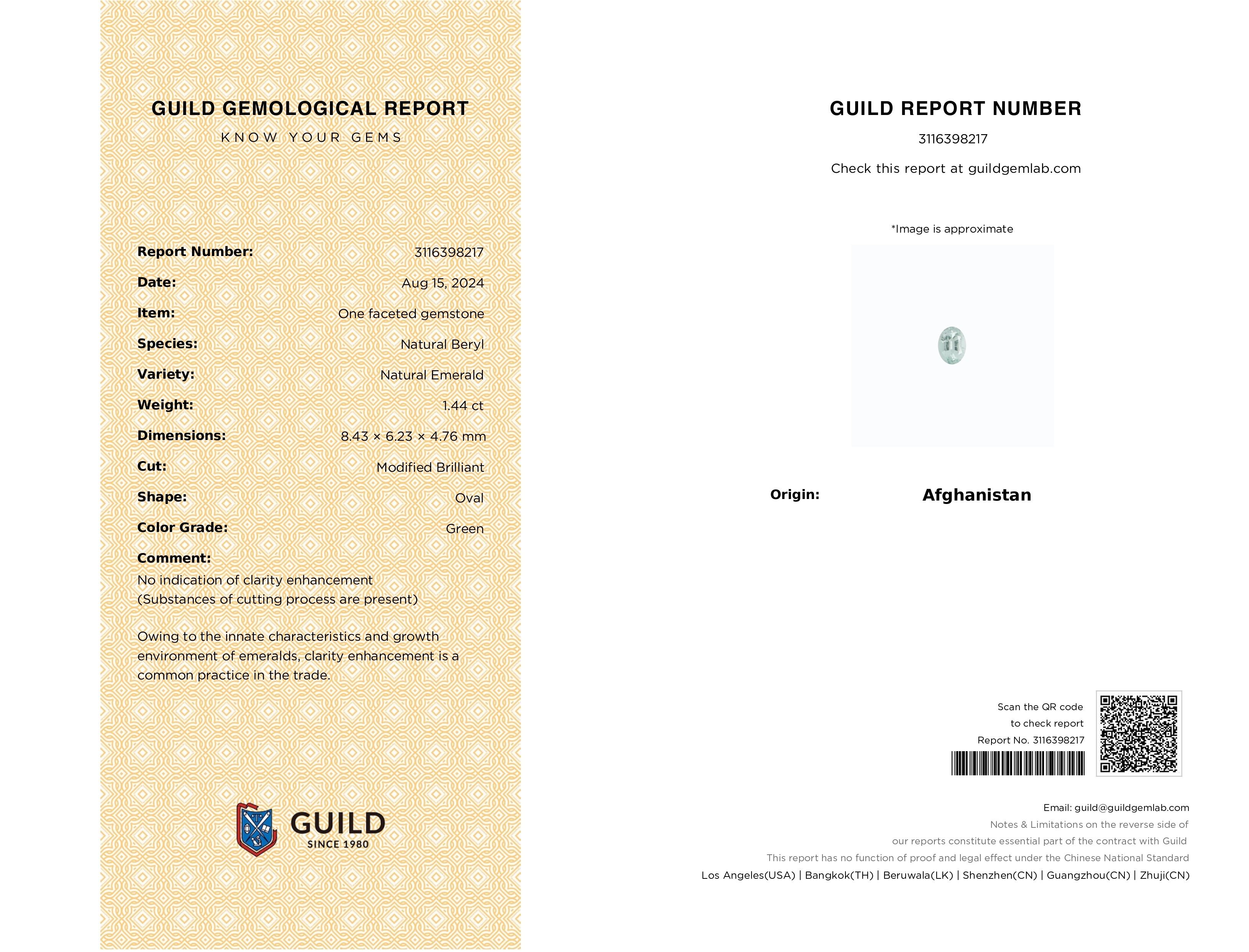 1.44 Ct. Emerald from Afghanistan