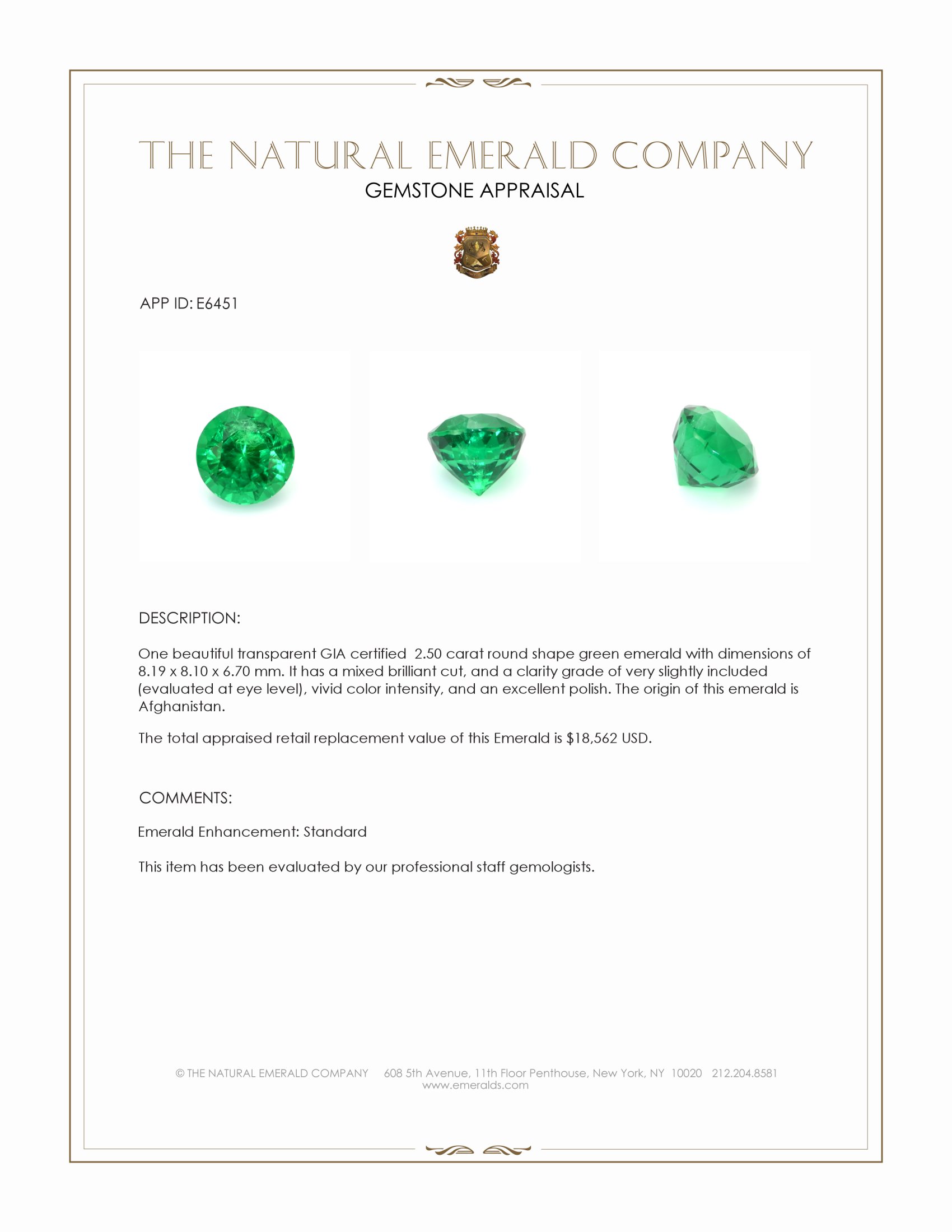 2.50 Ct. Emerald from Afghanistan