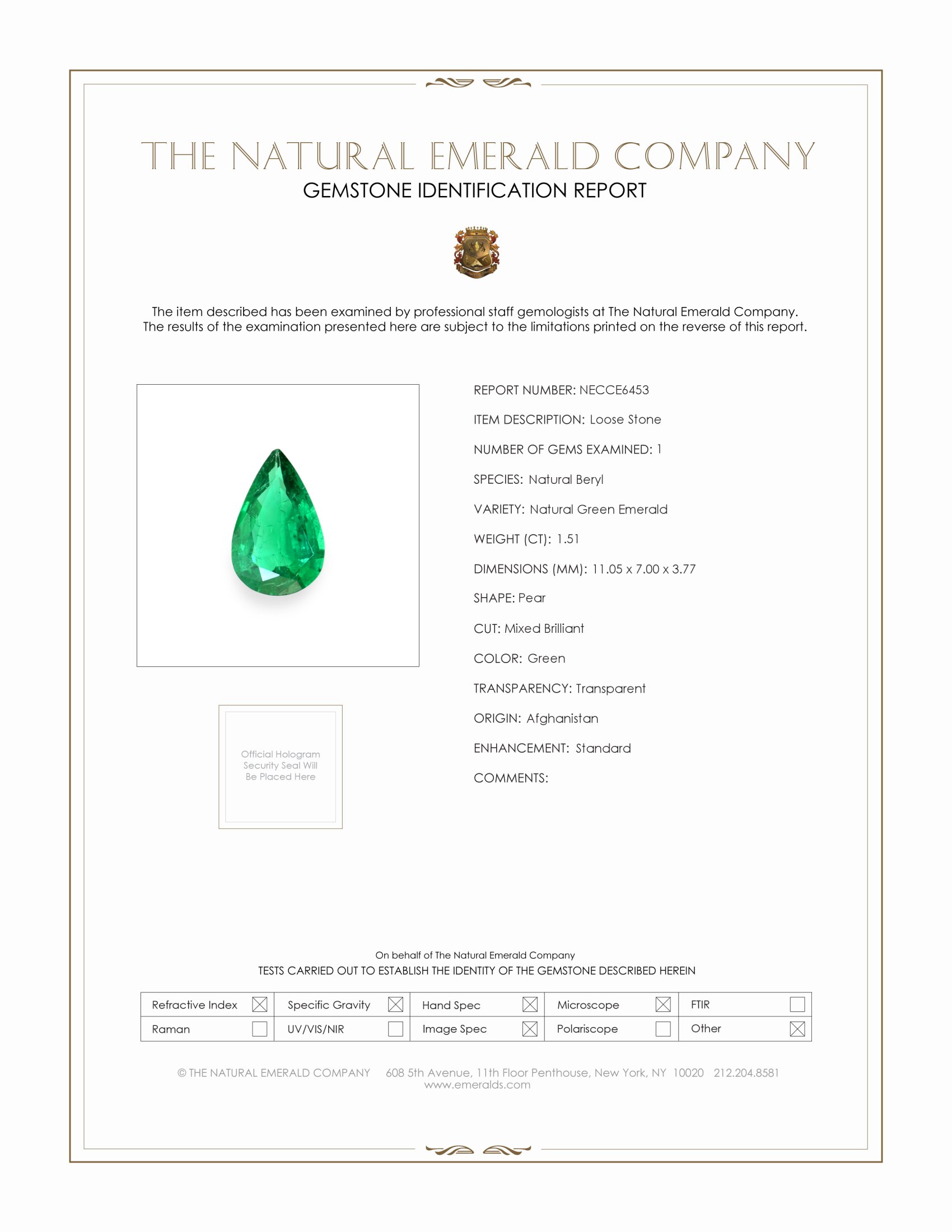 1.51 Ct. Emerald from Afghanistan