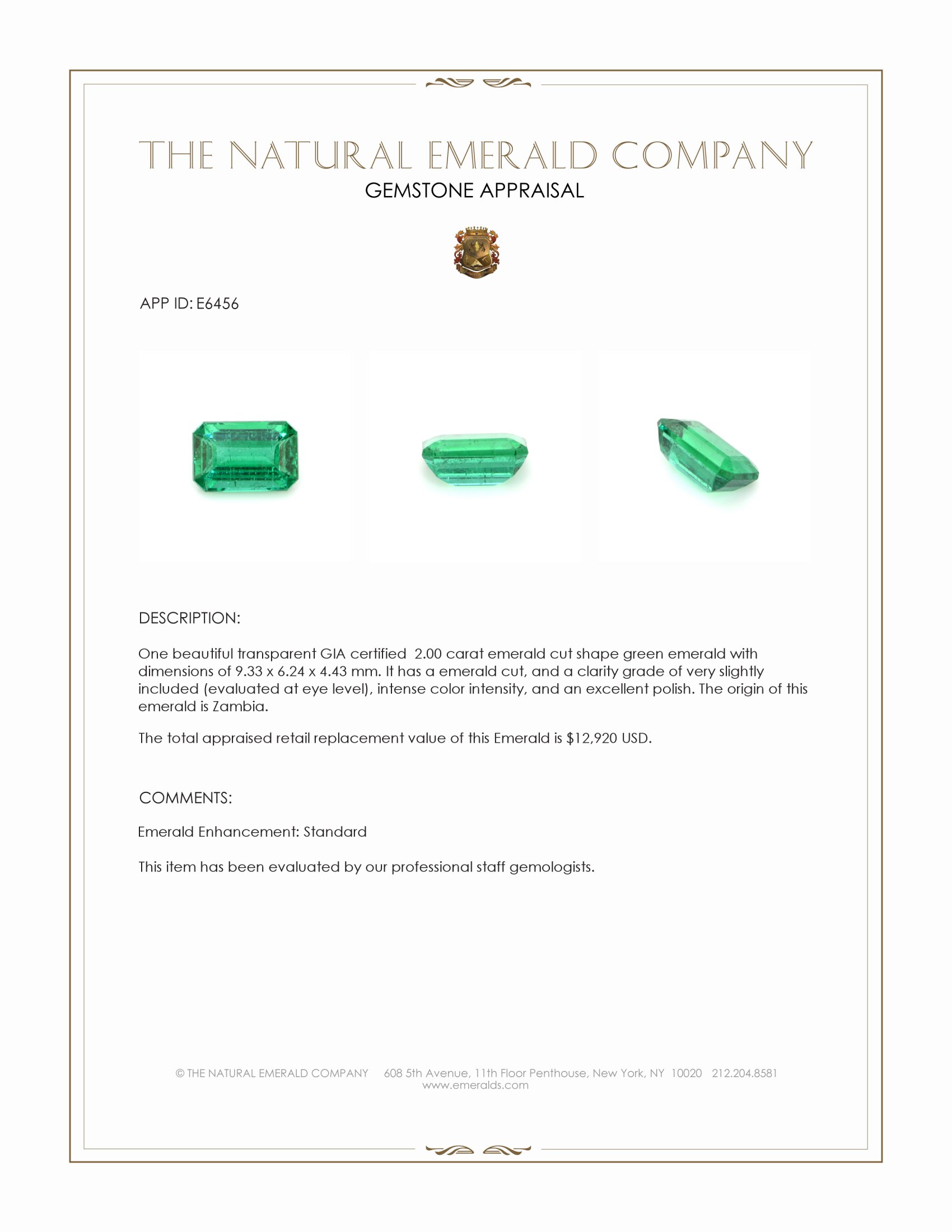 2.00 Ct. Emerald from Zambia