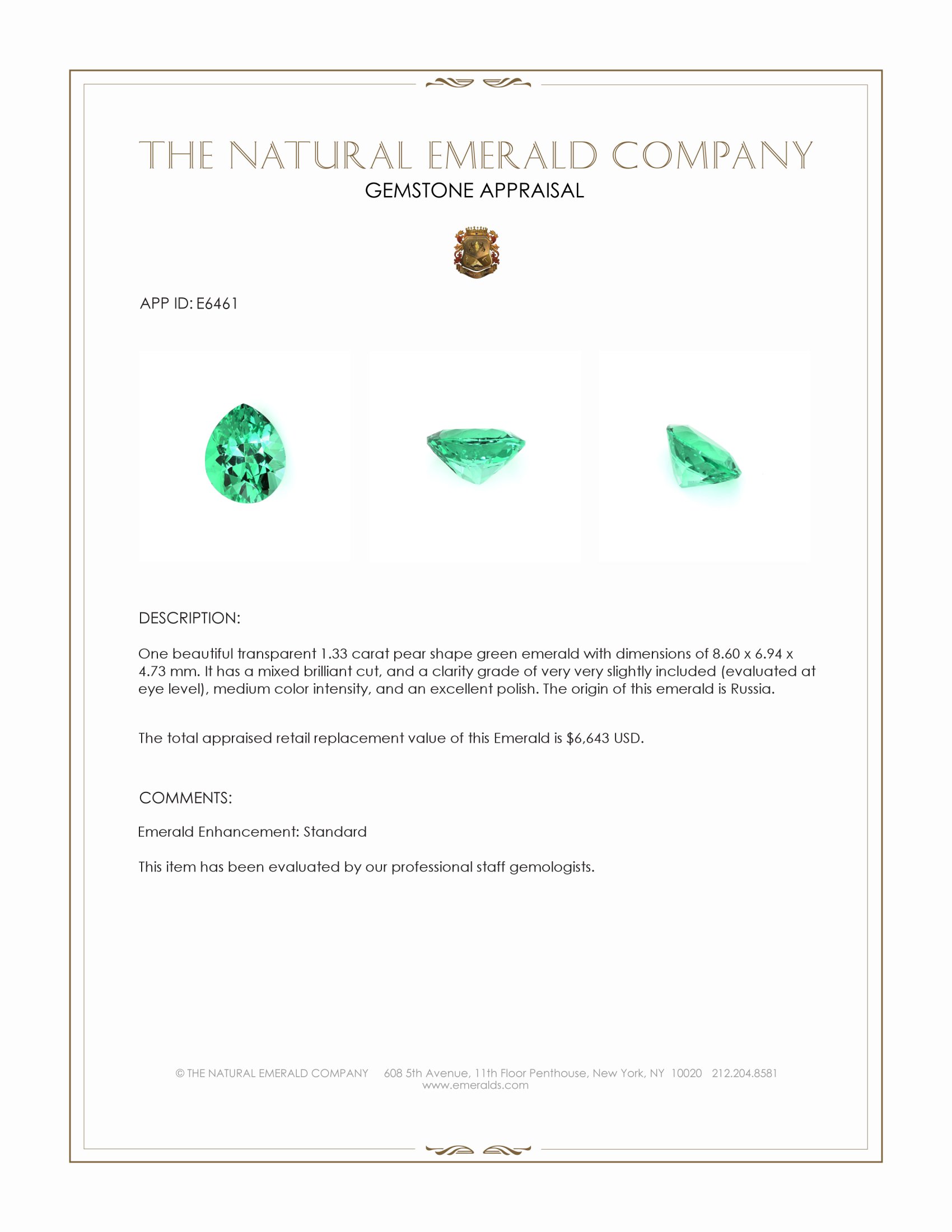 1.33 Ct. Emerald from Russia