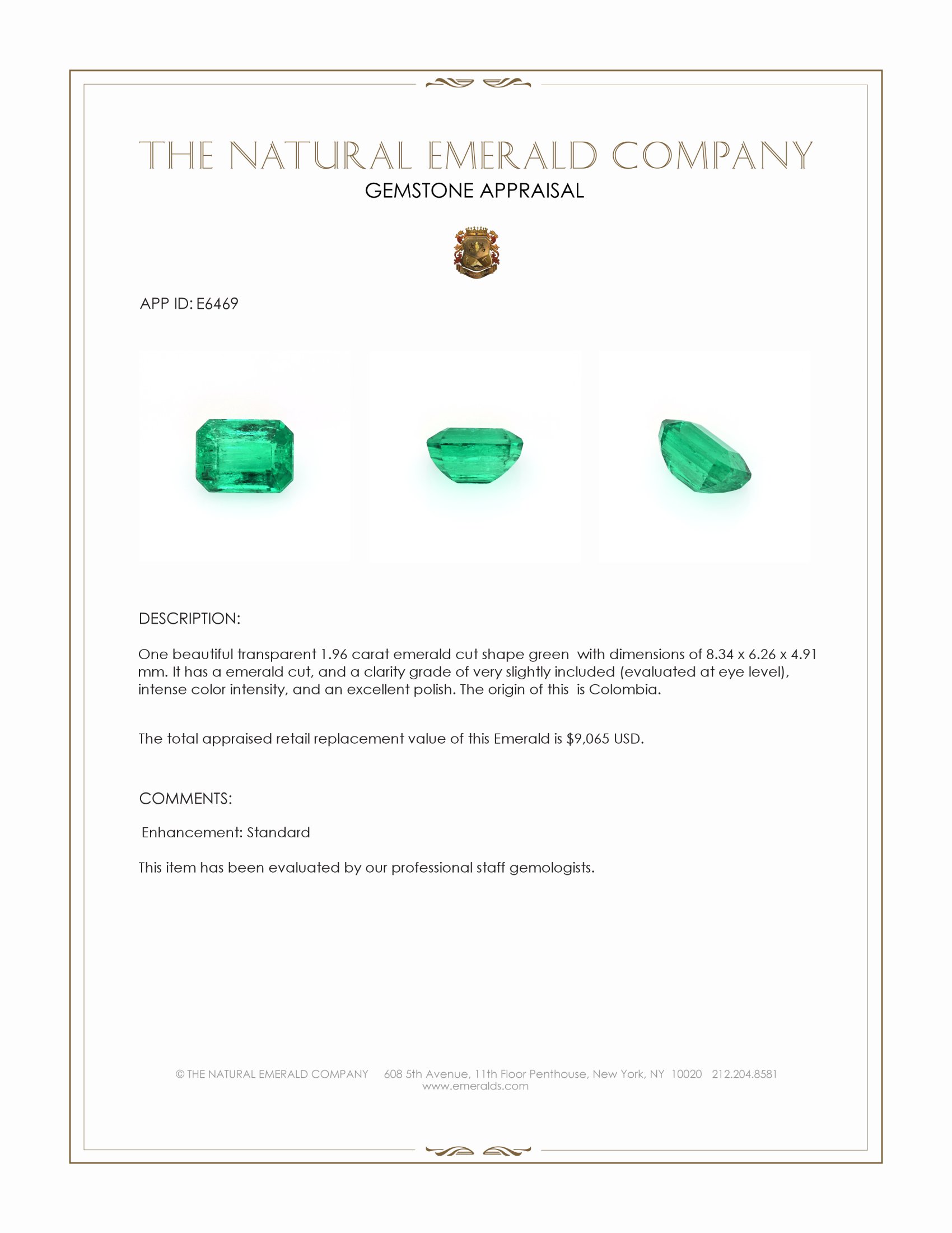 1.96 Ct. Emerald from Colombia