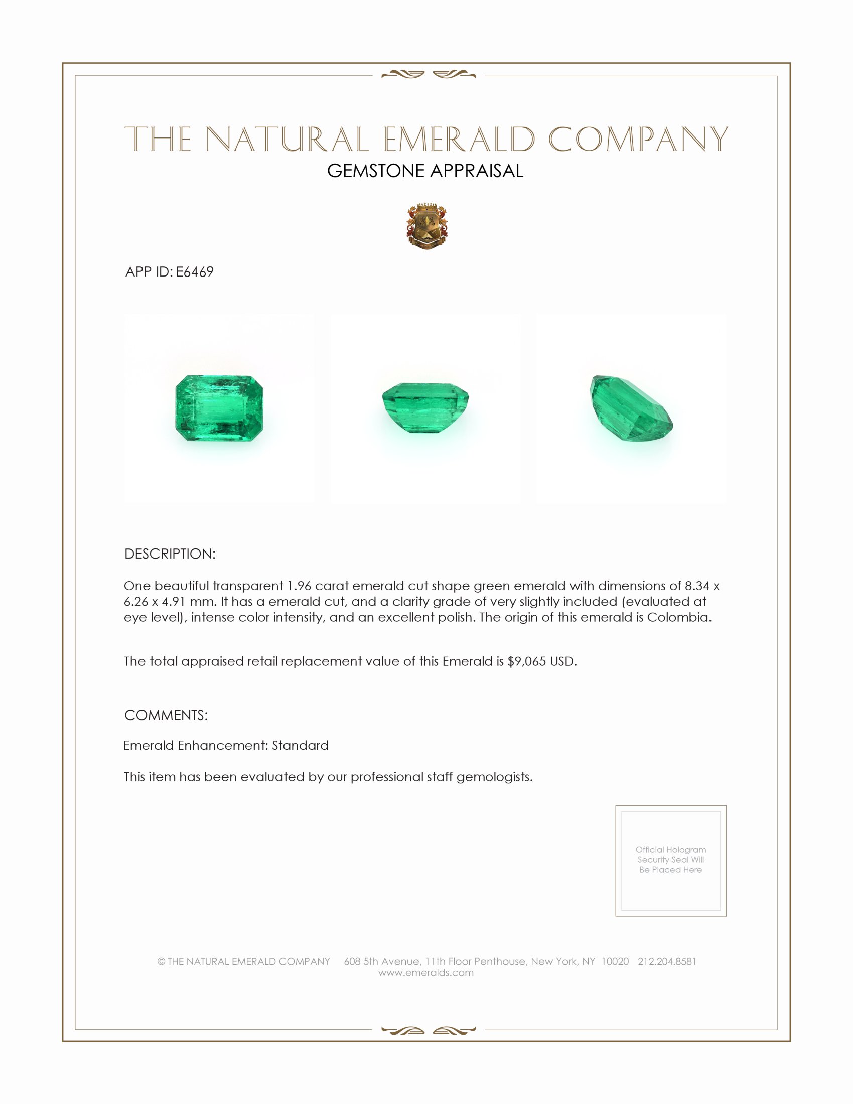 1.96 Ct. Emerald from Colombia