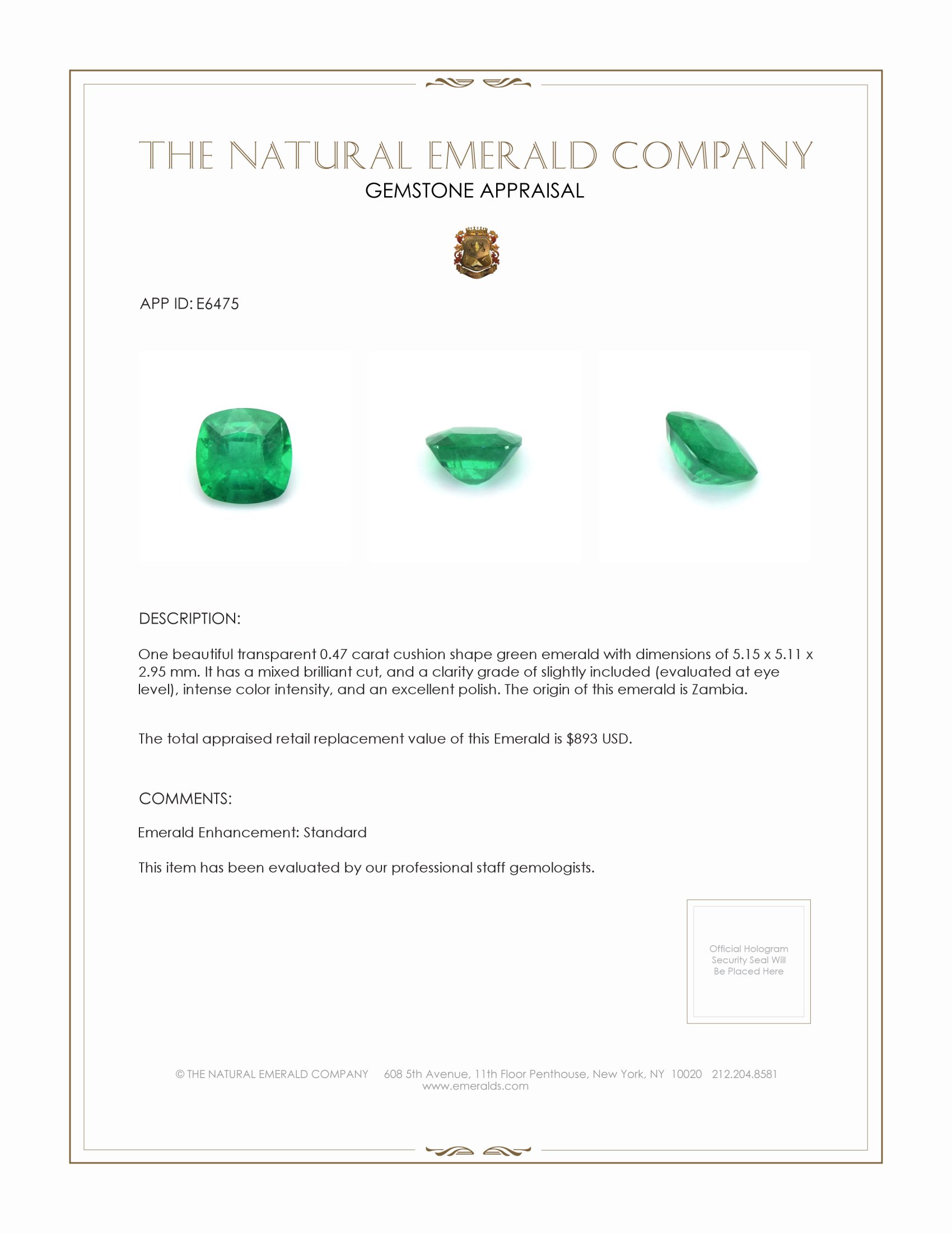 0.47 Ct. Emerald from Zambia