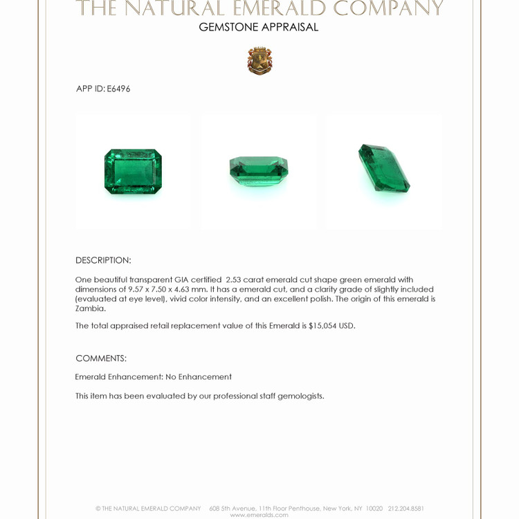 2.53 Ct. Emerald from Zambia