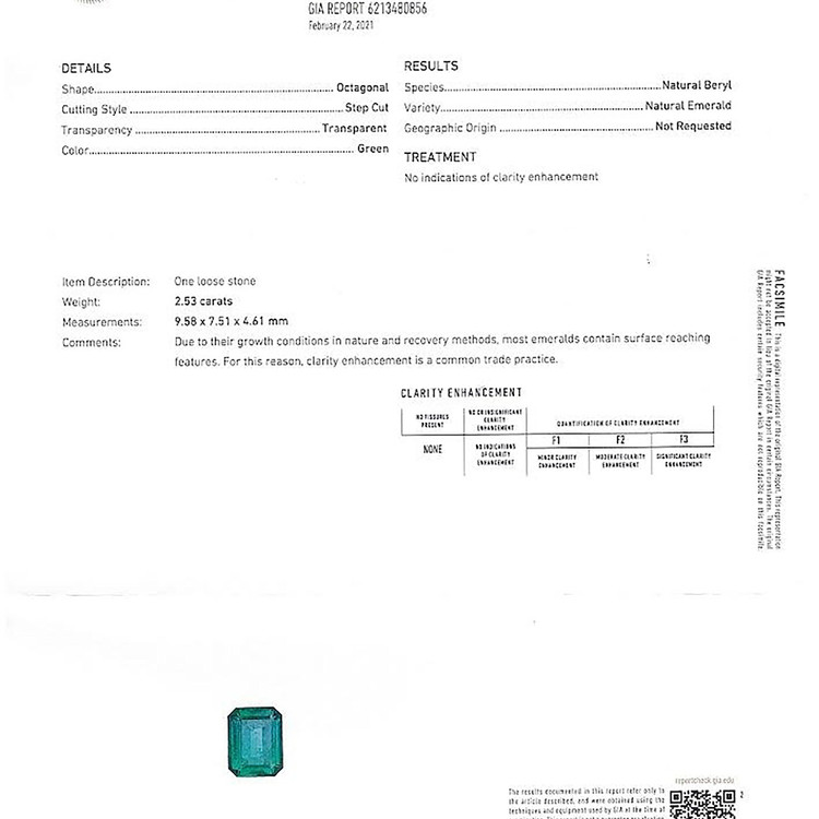 2.53 Ct. Emerald from Zambia