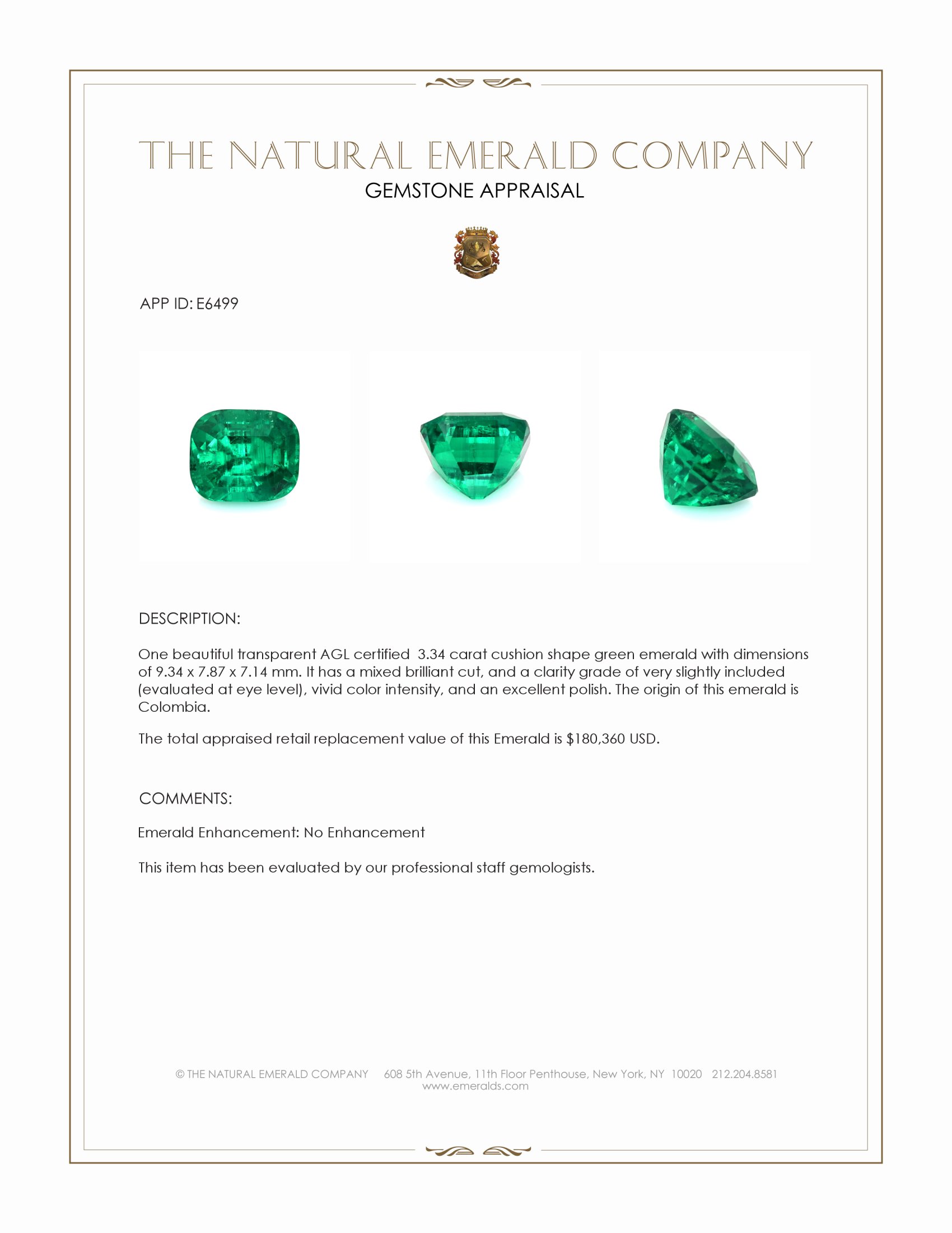 3.34 Ct. Emerald from Colombia