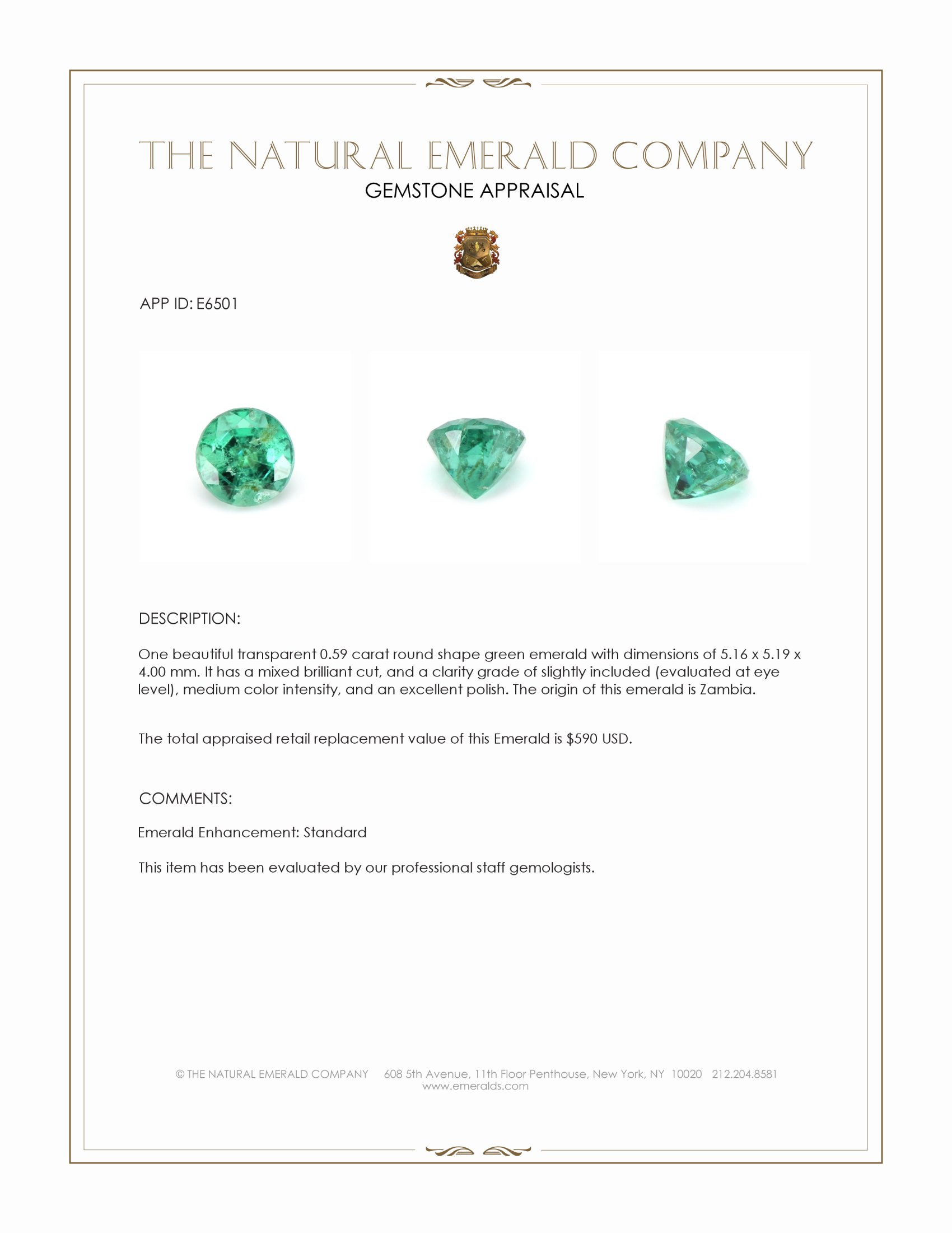 0.59 Ct. Emerald from Zambia