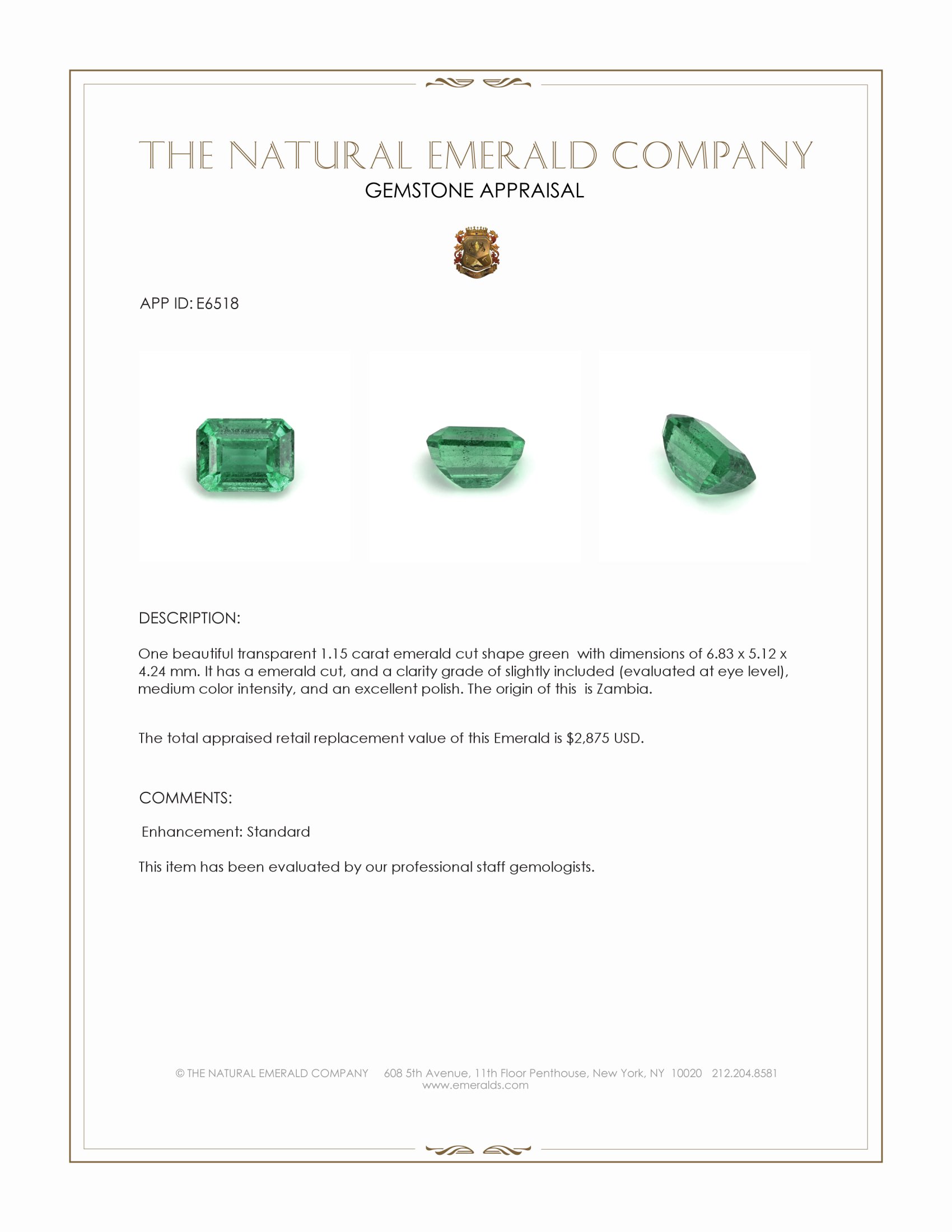 1.15 Ct. Emerald from Zambia