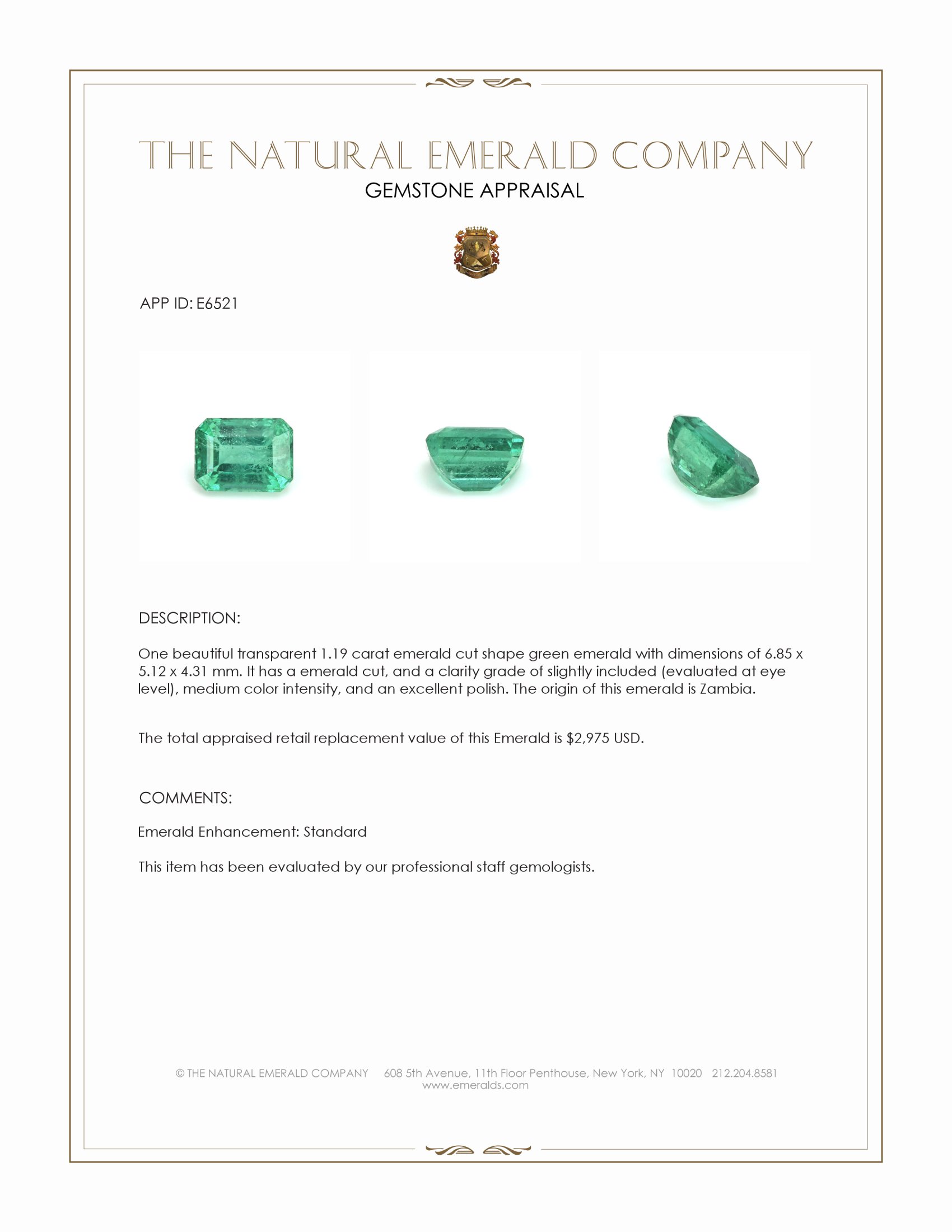 1.19 Ct. Emerald from Zambia