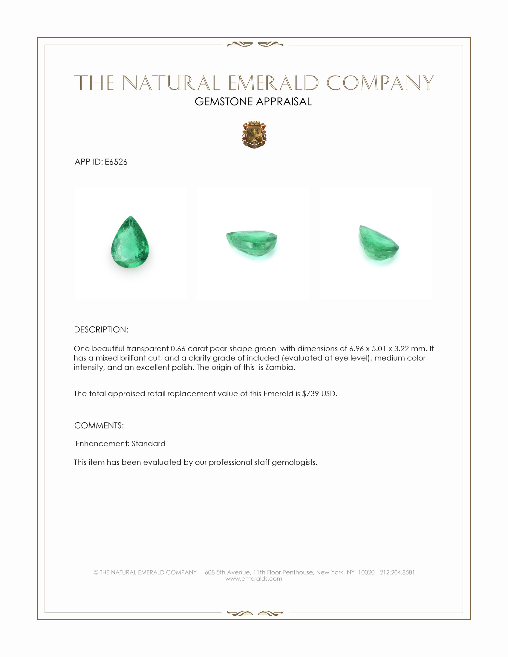 0.66 Ct. Emerald from Zambia