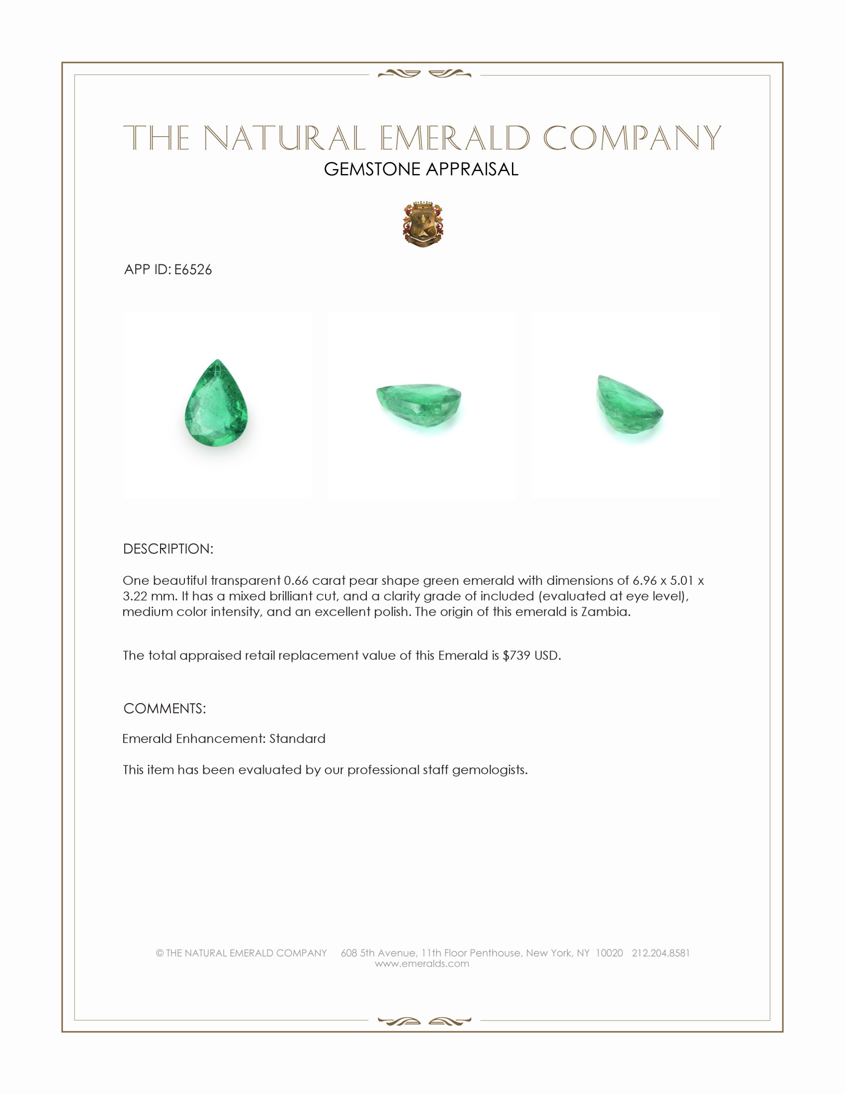 0.66 Ct. Emerald from Zambia