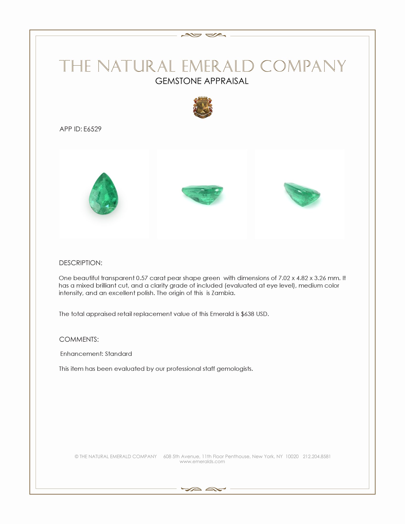 0.57 Ct. Emerald from Zambia