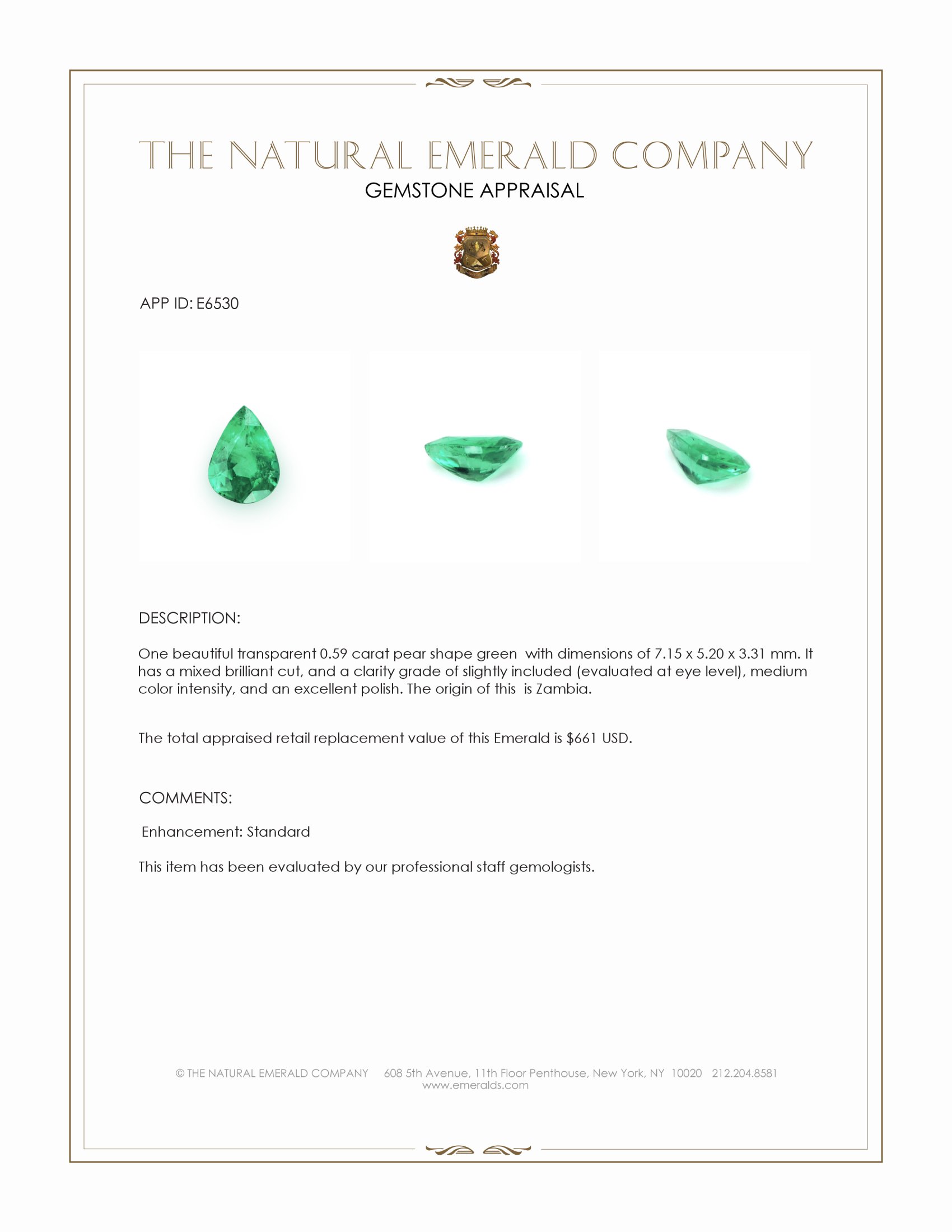 0.59 Ct. Emerald from Zambia