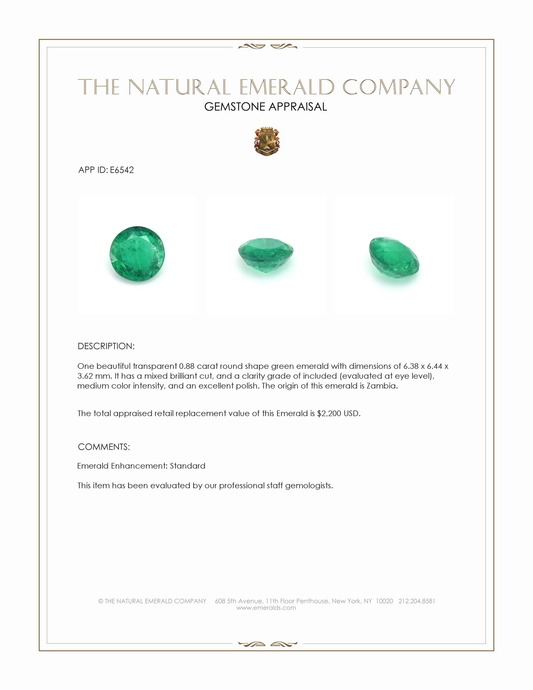 0.88 Ct. Emerald from Zambia