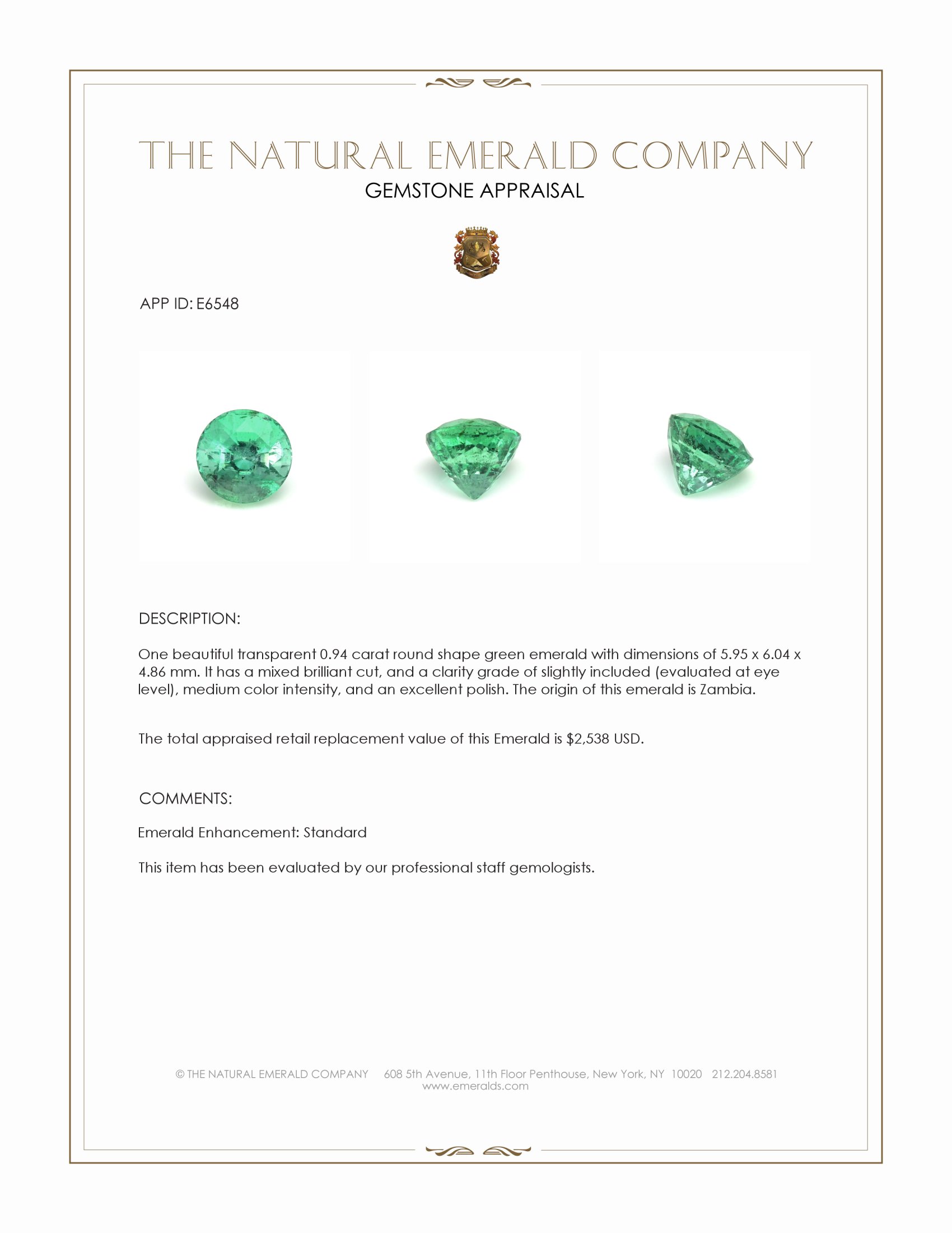 0.94 Ct. Emerald from Zambia