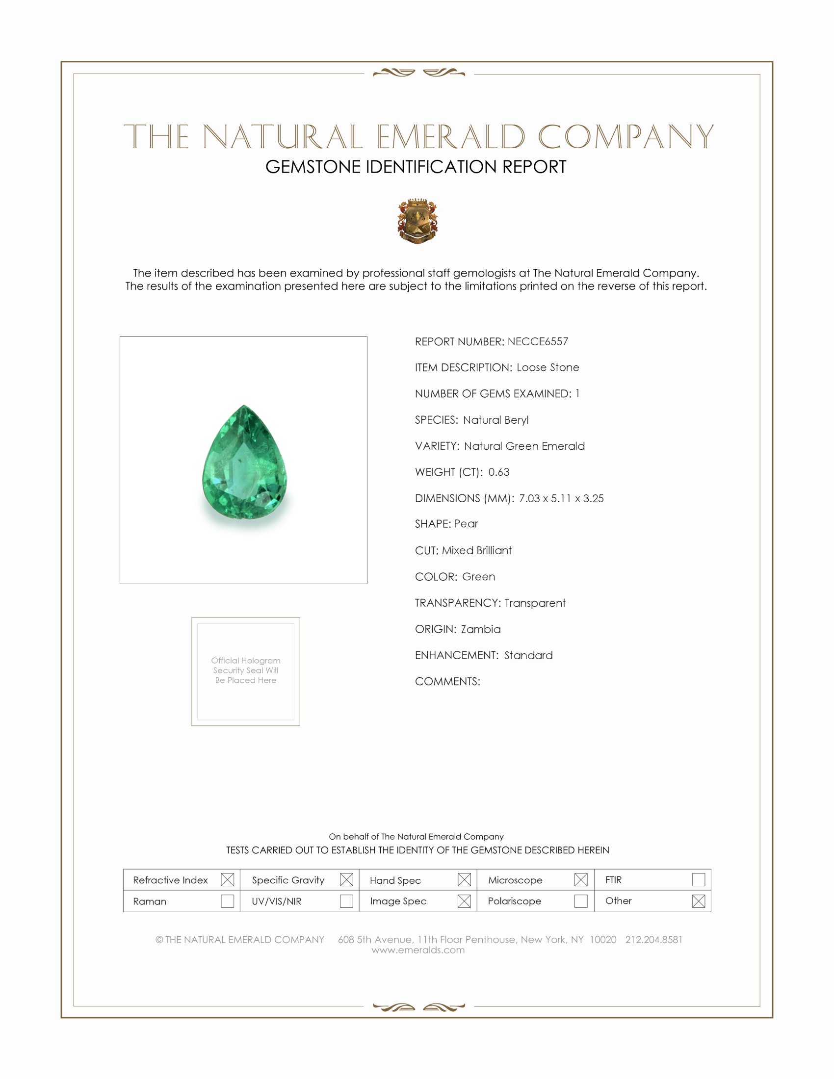 0.63 Ct. Emerald from Zambia