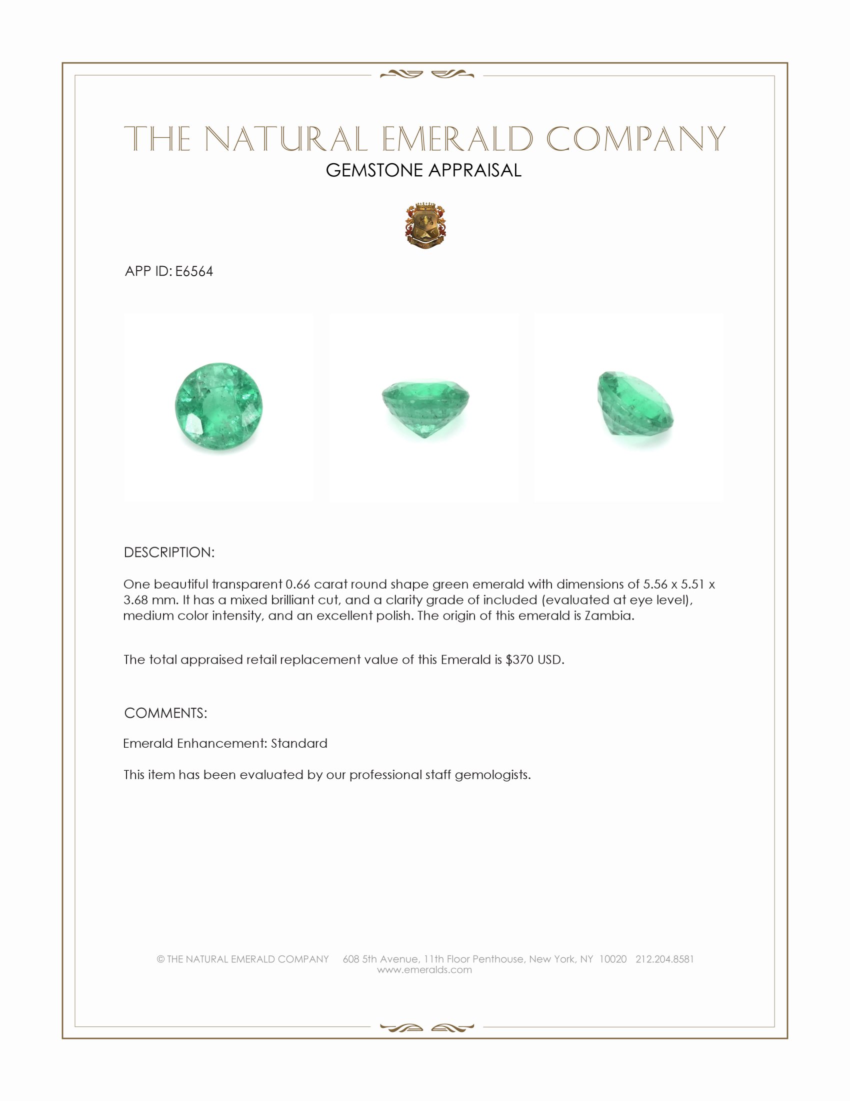 0.66 Ct. Emerald from Zambia