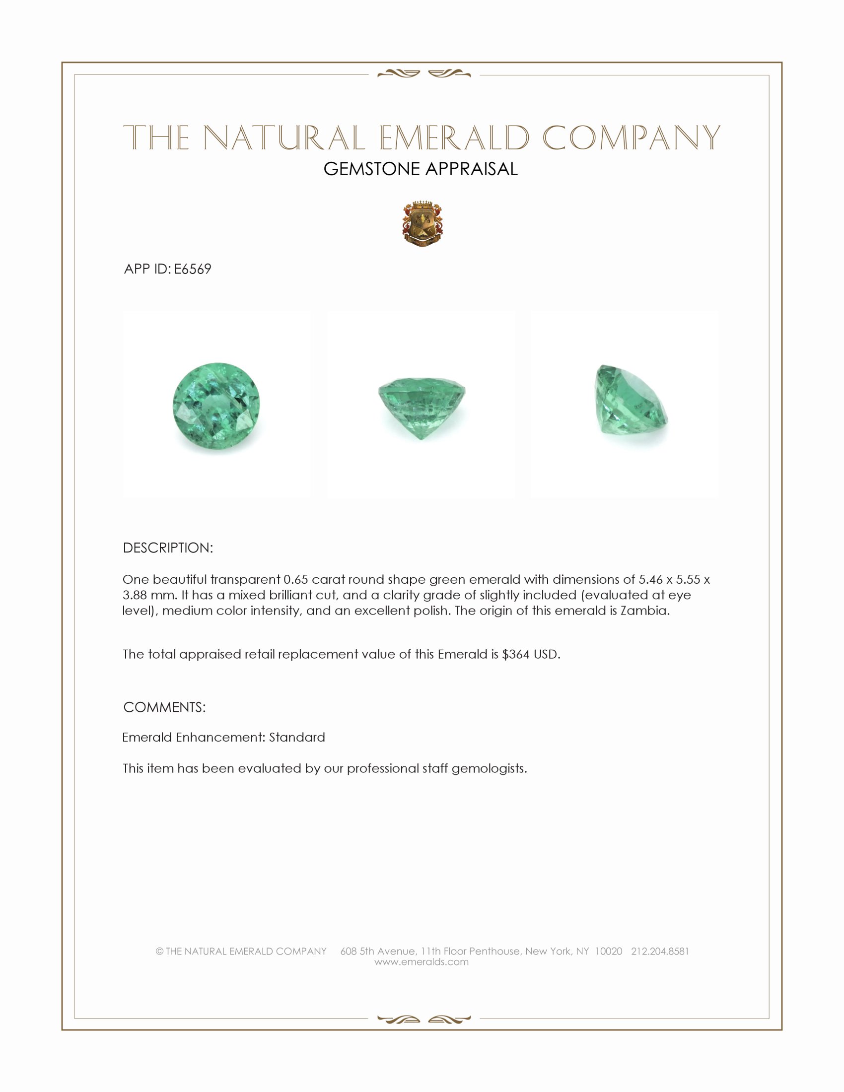 0.65 Ct. Emerald from Zambia