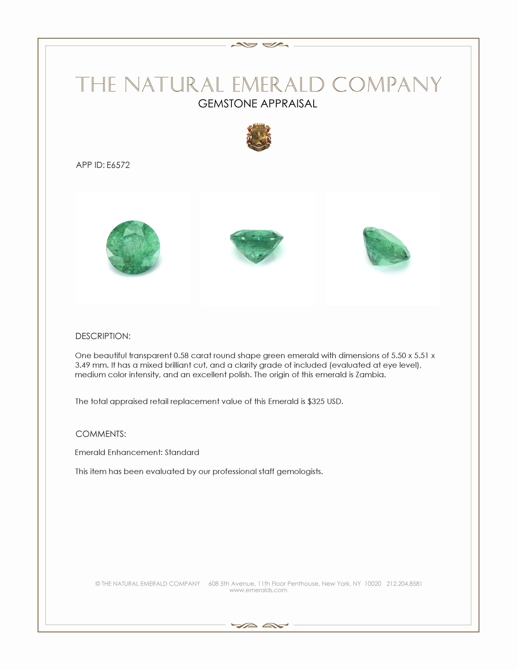 0.58 Ct. Emerald from Zambia