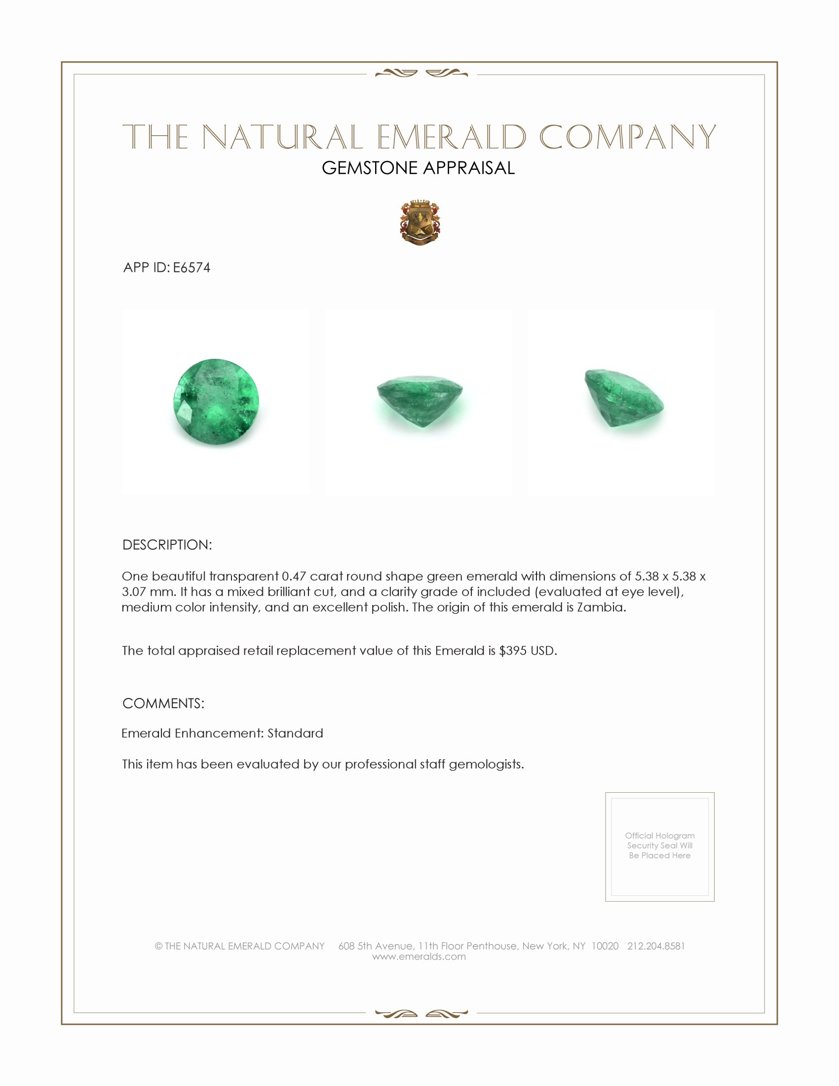 0.47 Ct. Emerald from Zambia