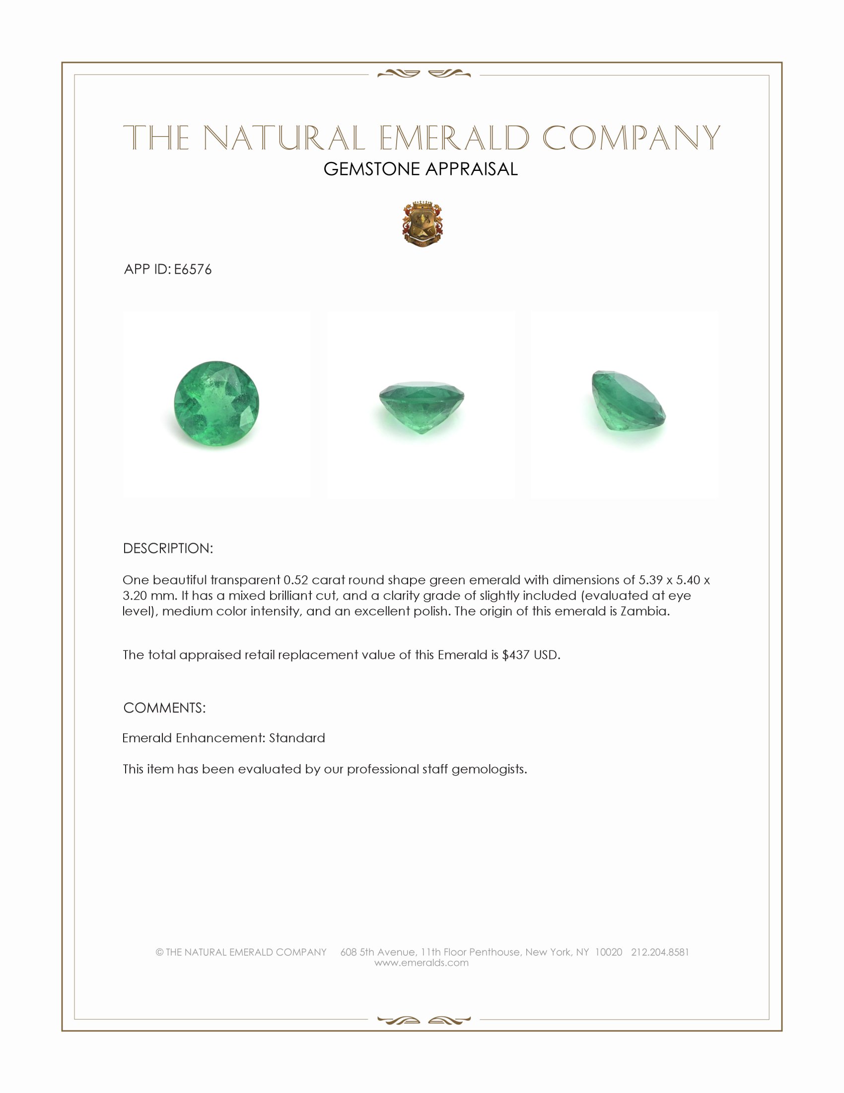 0.52 Ct. Emerald from Zambia