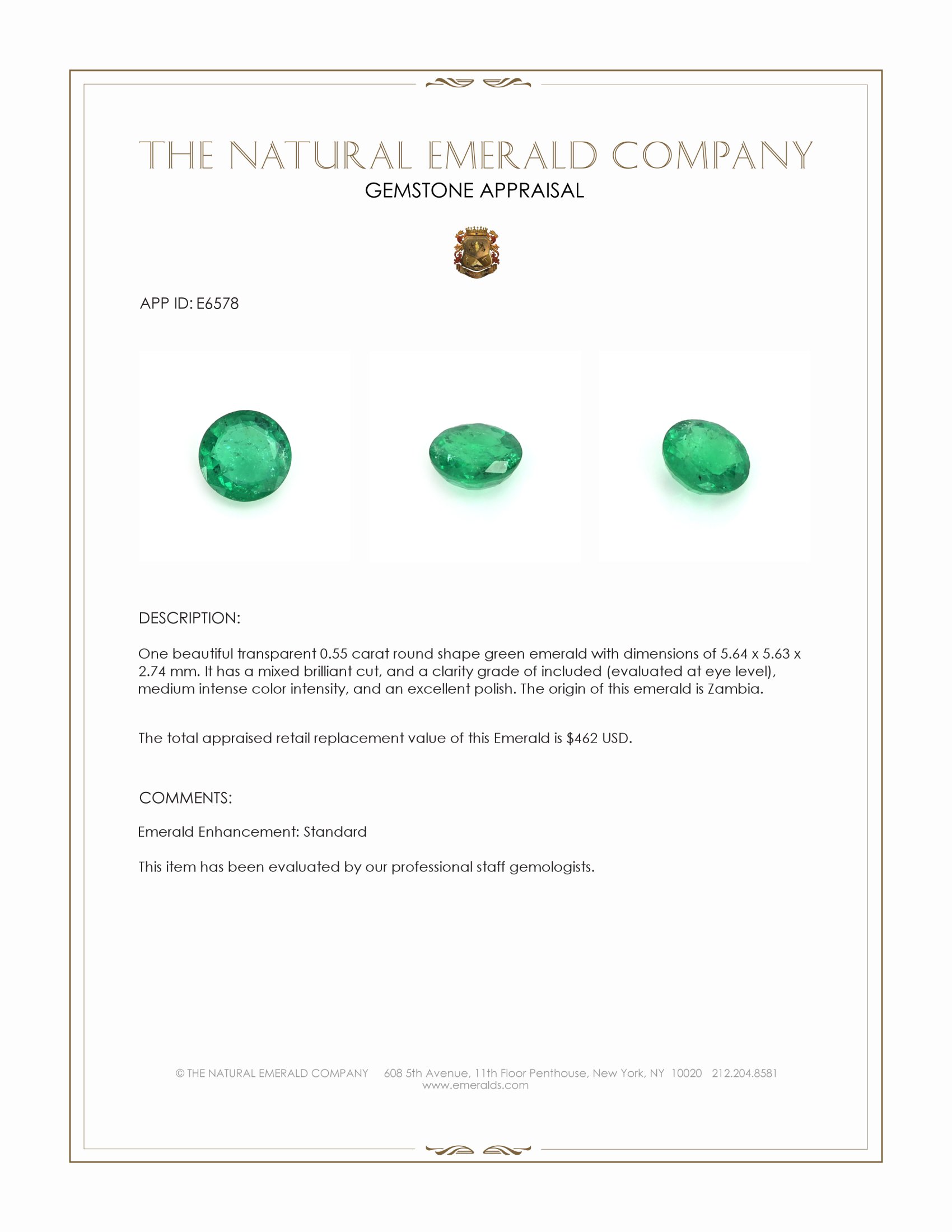 0.55 Ct. Emerald from Zambia