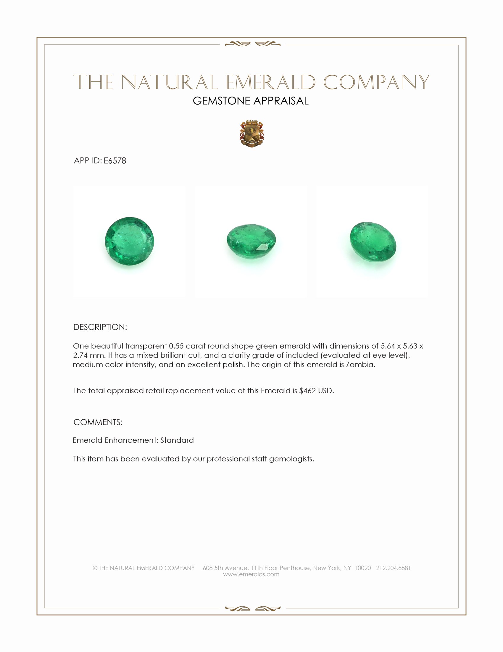 0.55 Ct. Emerald from Zambia