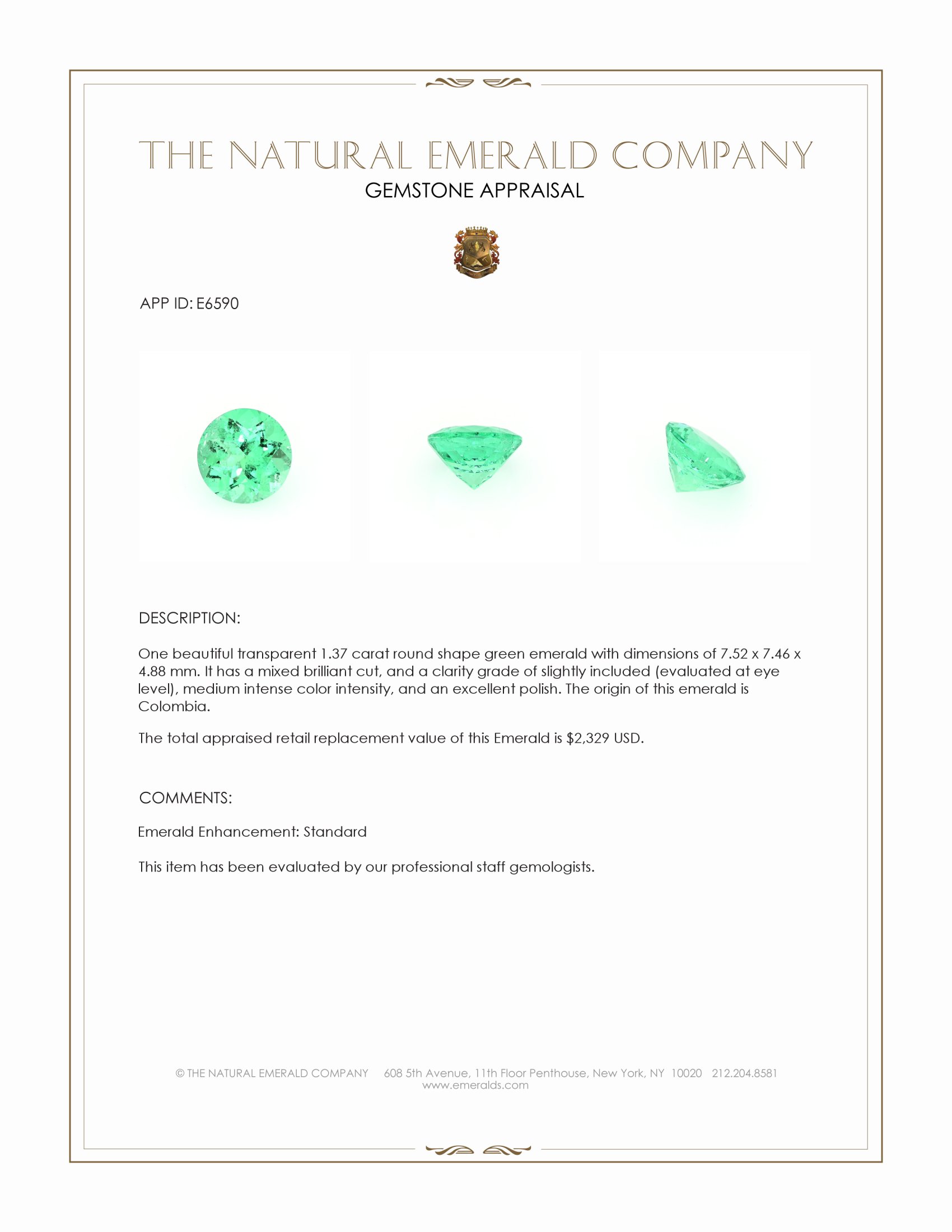 1.37 Ct. Emerald from Colombia