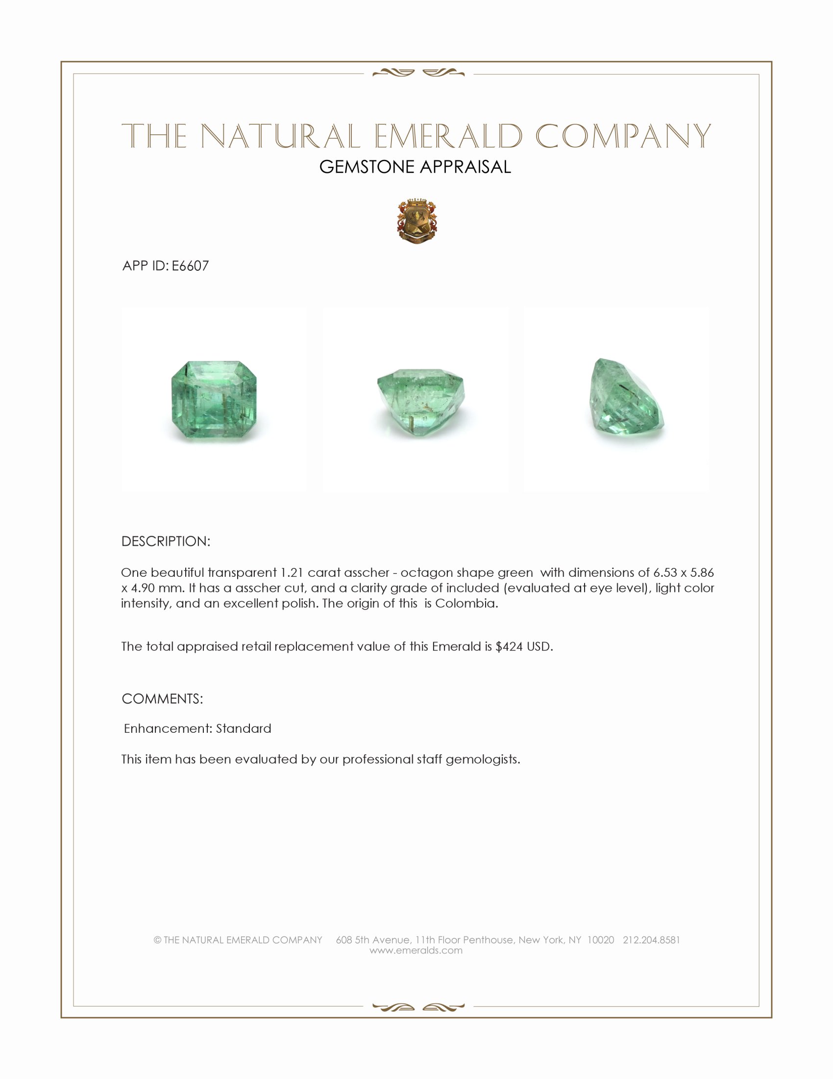 1.21 Ct. Emerald from Colombia