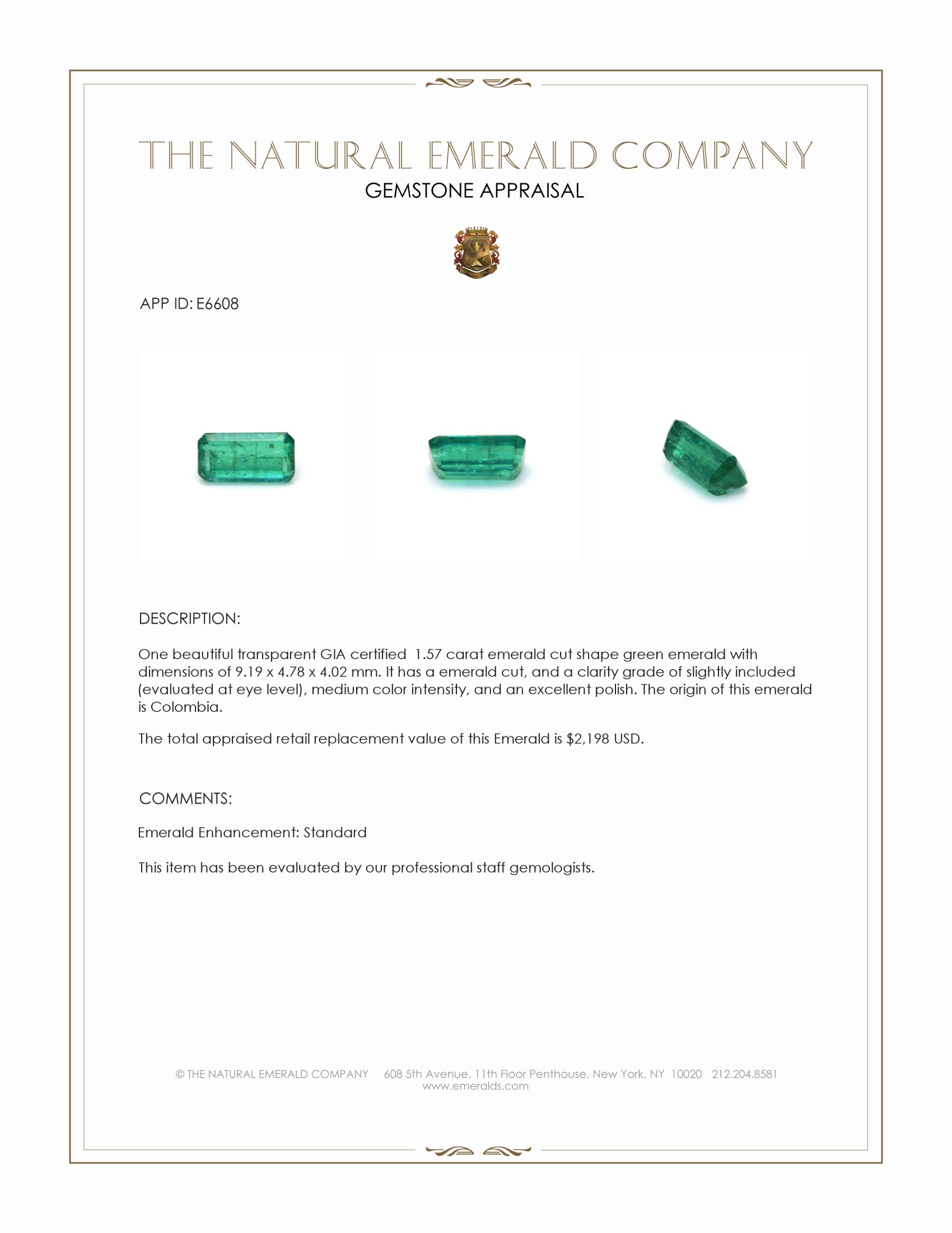 1.57 Ct. Emerald from Colombia