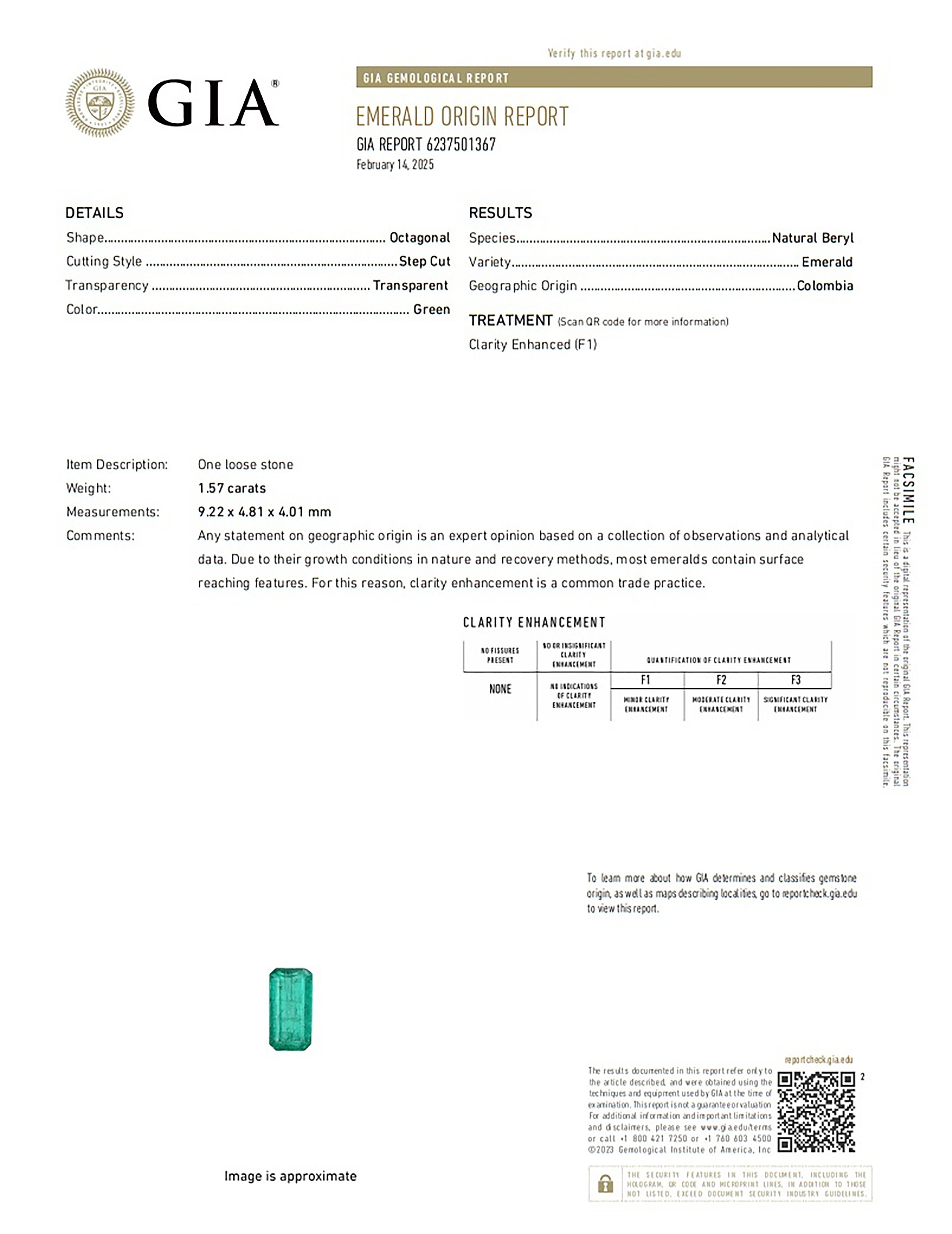 1.57 Ct. Emerald from Colombia