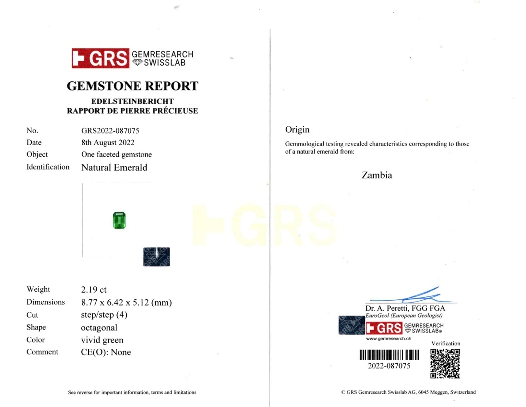 2.19 Ct. Emerald from Zambia