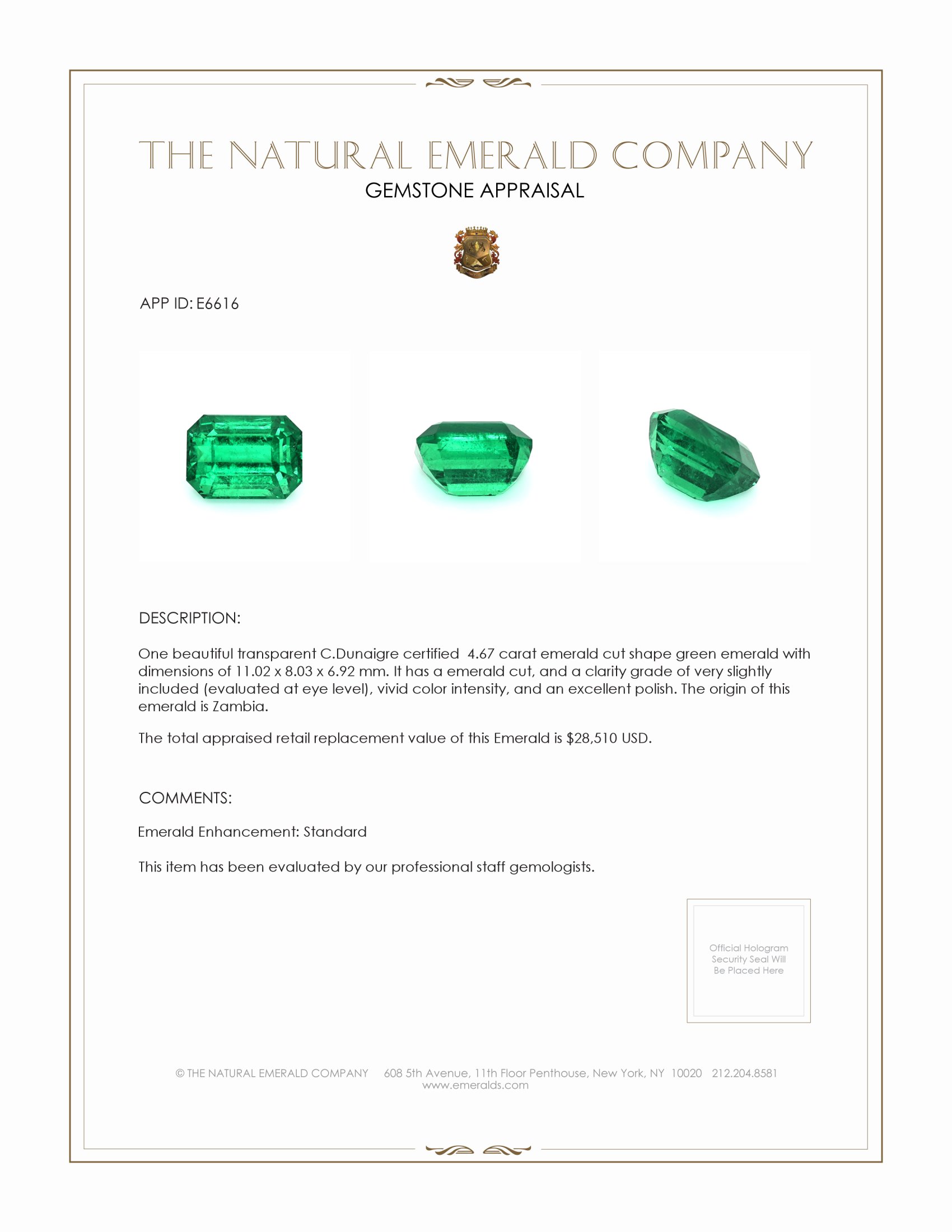 4.20 Ct. Emerald from Zambia