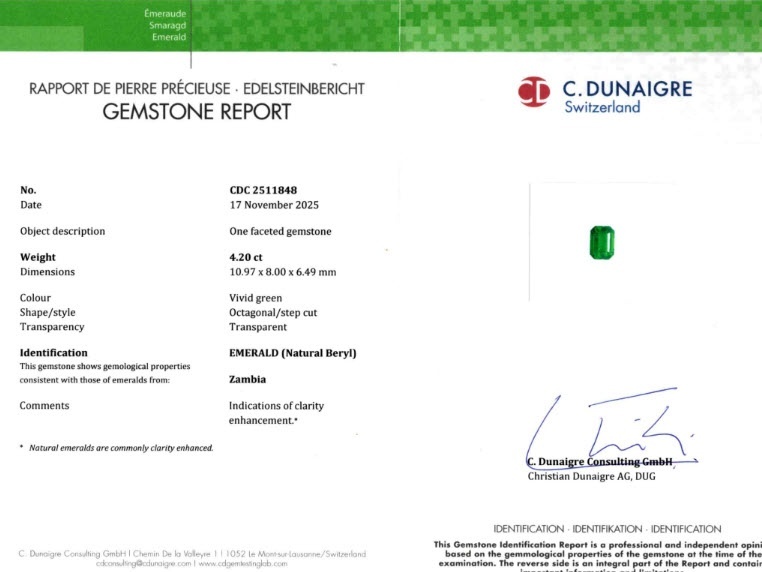 4.20 Ct. Emerald from Zambia