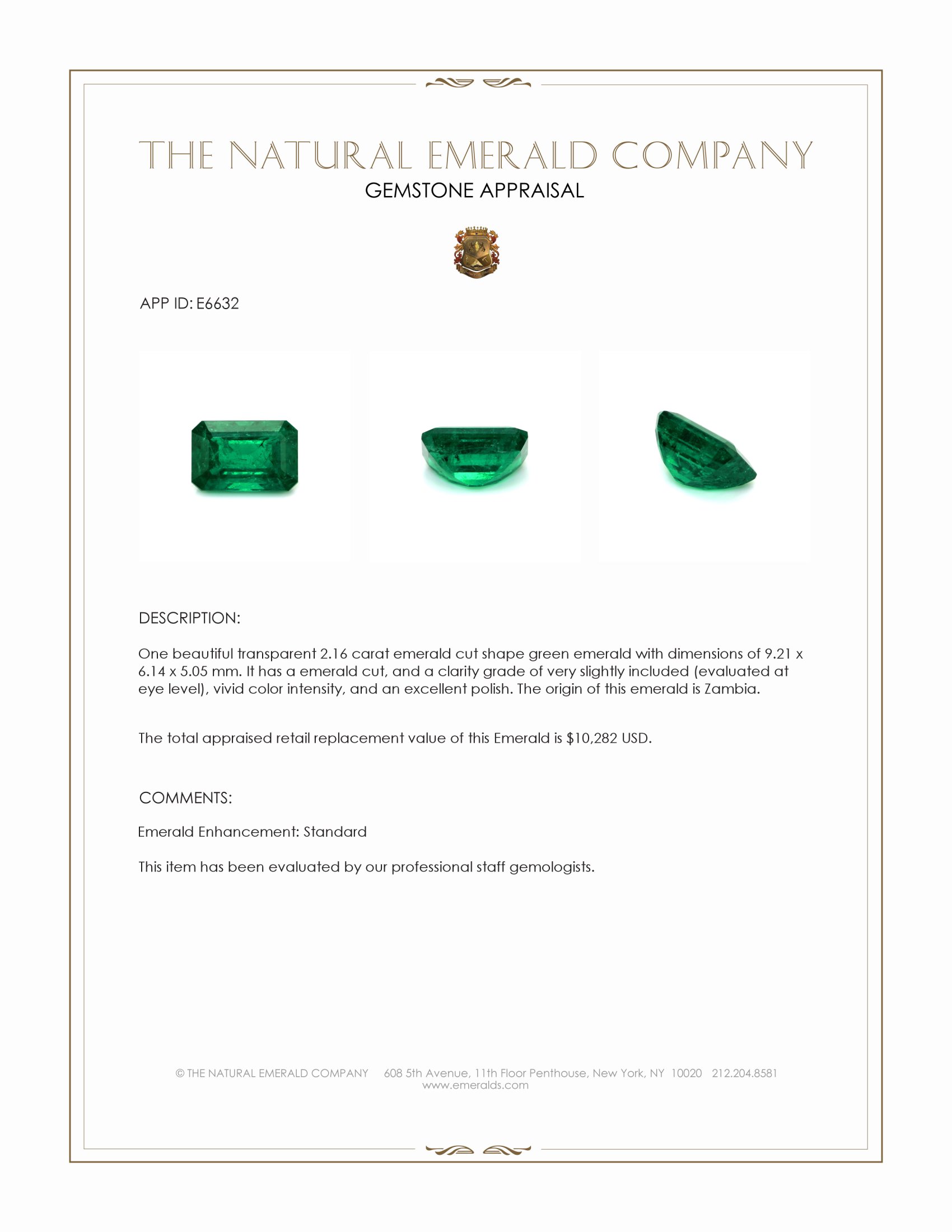 2.16 Ct. Emerald from Zambia