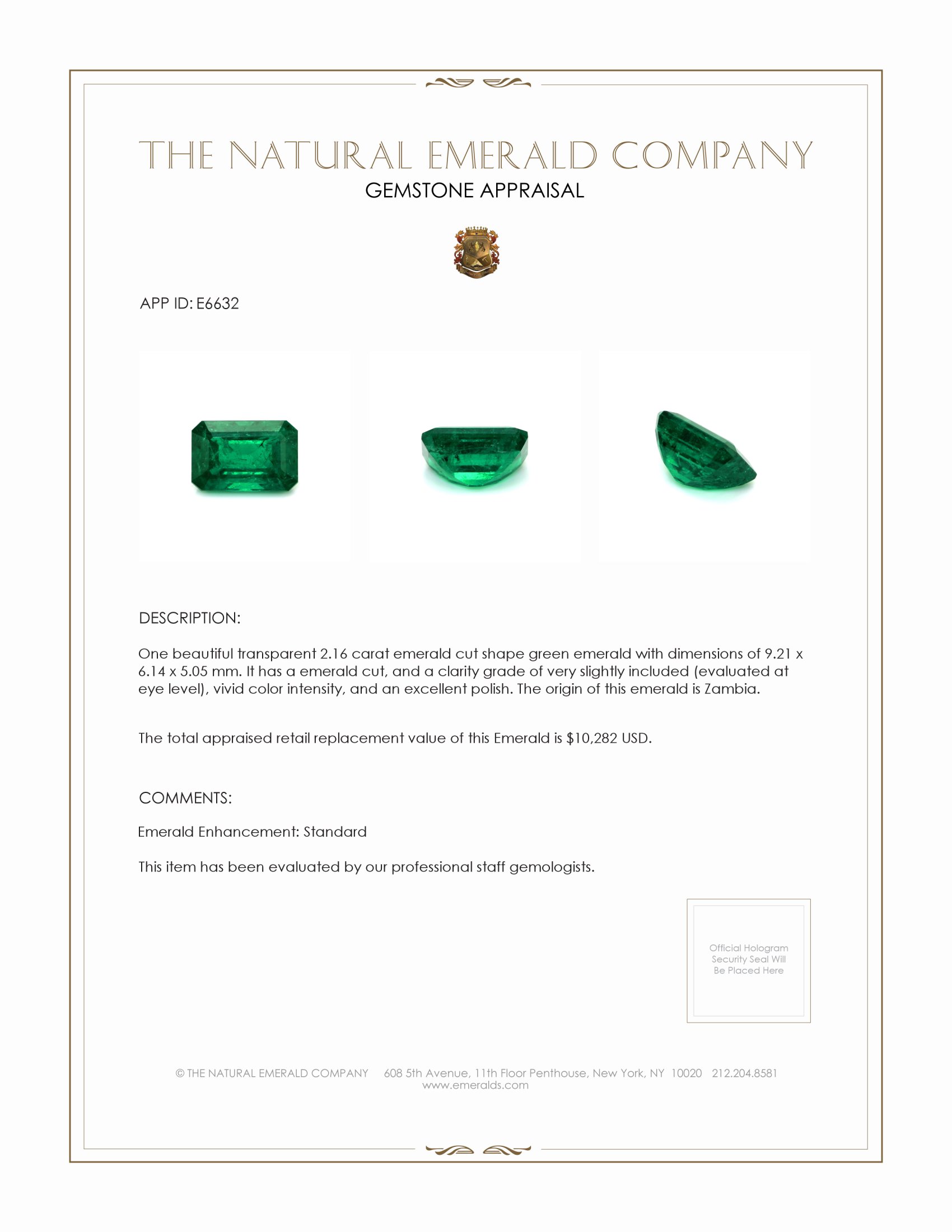 2.16 Ct. Emerald from Zambia