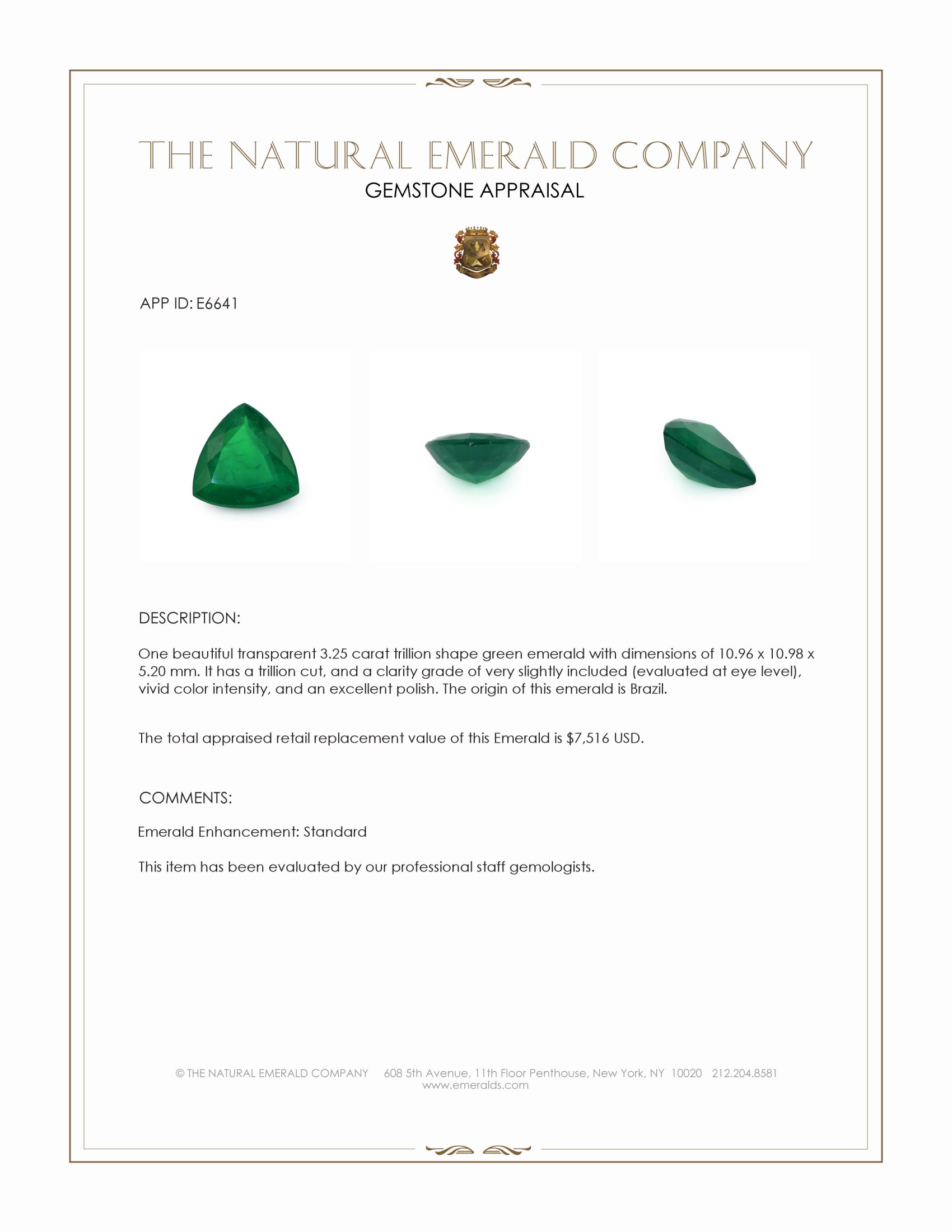 3.25 Ct. Emerald from Brazil