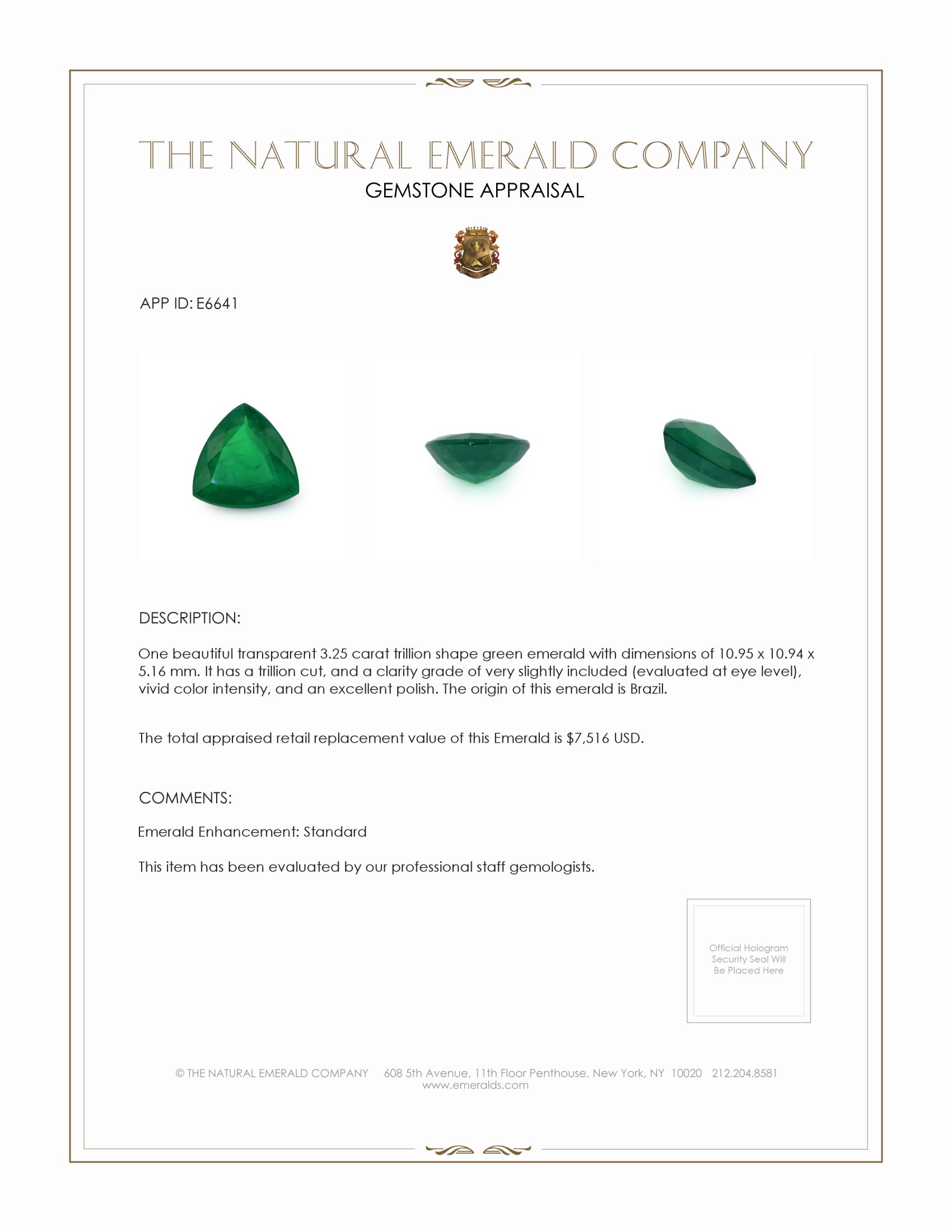 3.25 Ct. Emerald from Brazil