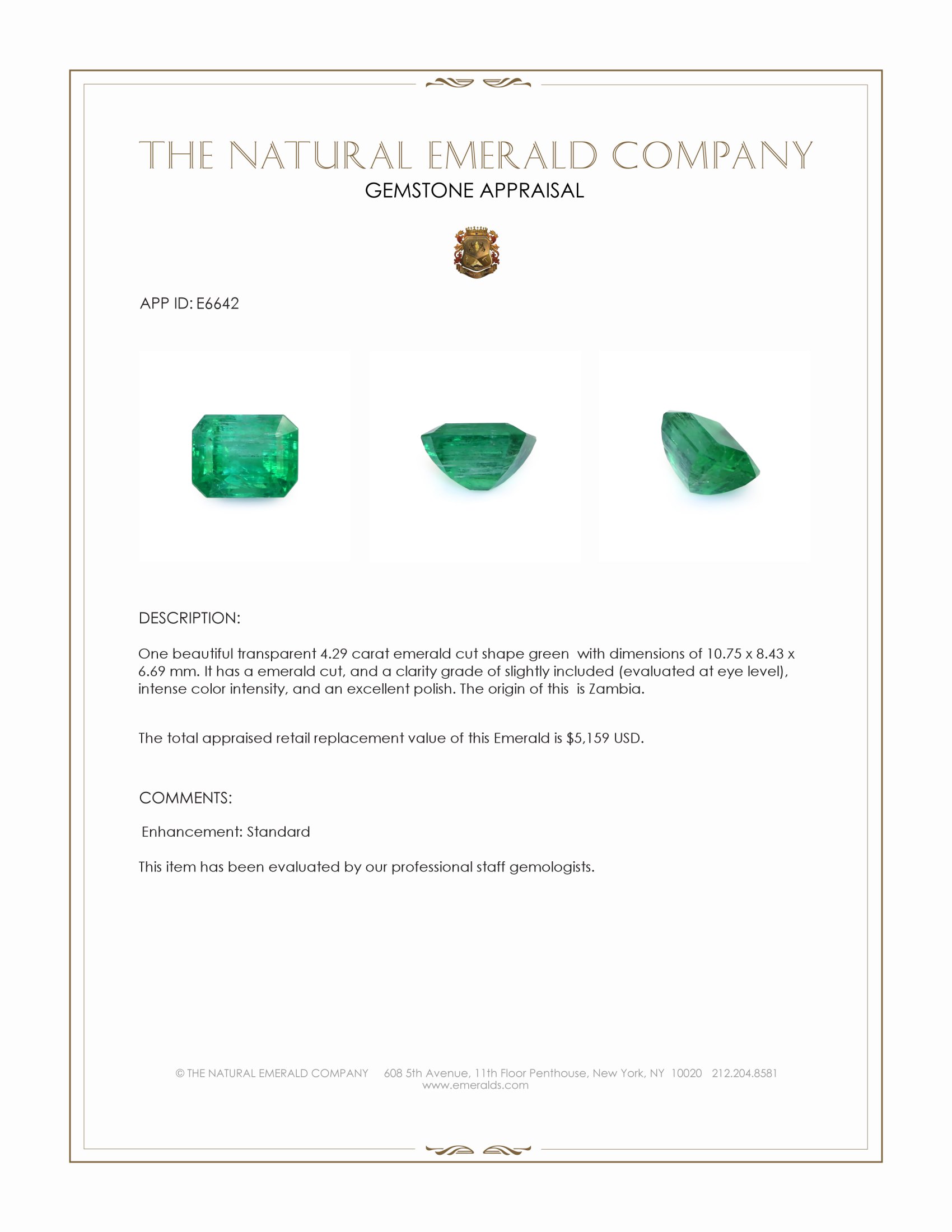 4.29 Ct. Emerald from Zambia