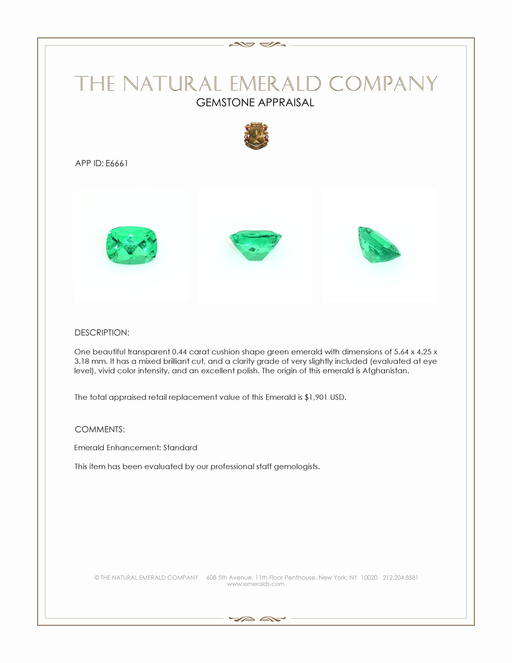 0.44 Ct. Emerald from Afghanistan