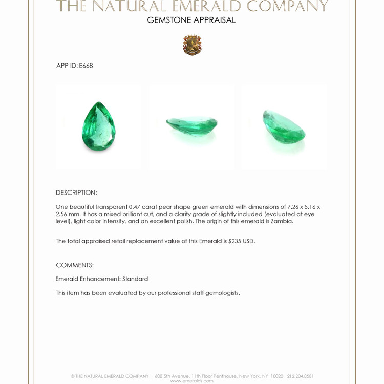 0.47 Ct. Emerald from Zambia