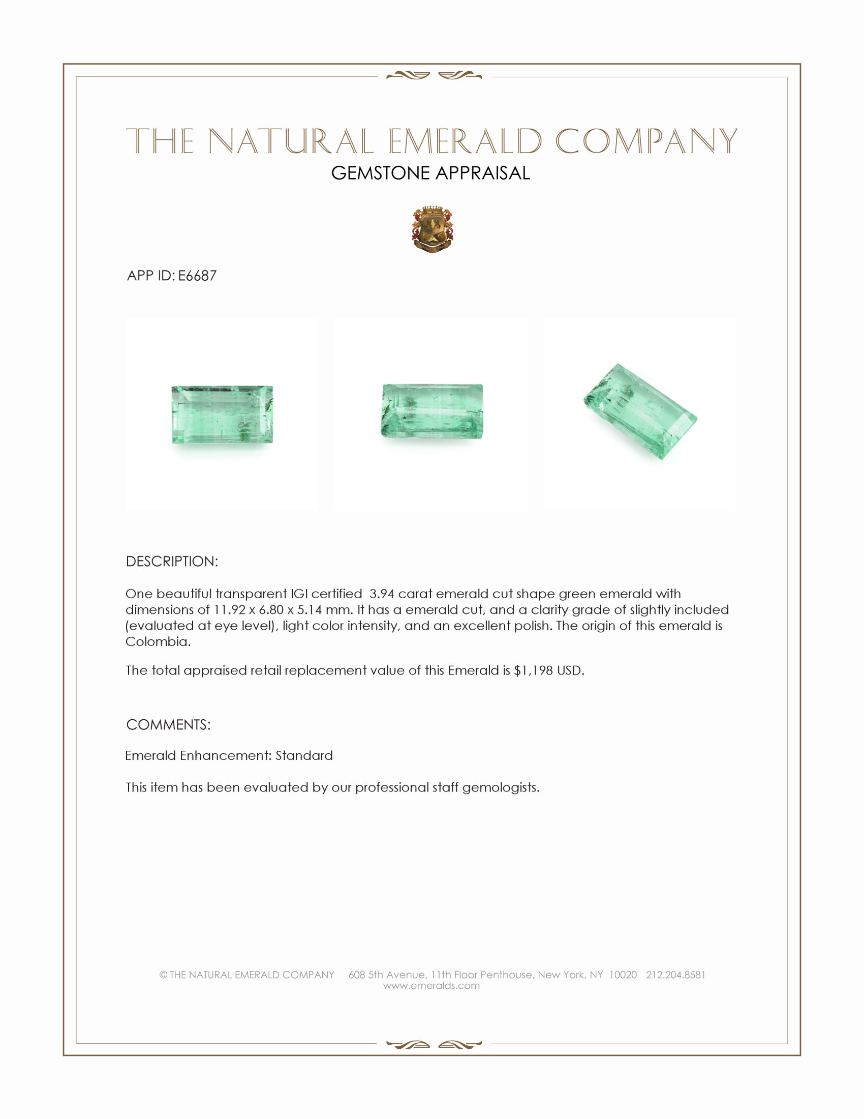 3.94 Ct. Emerald from Colombia