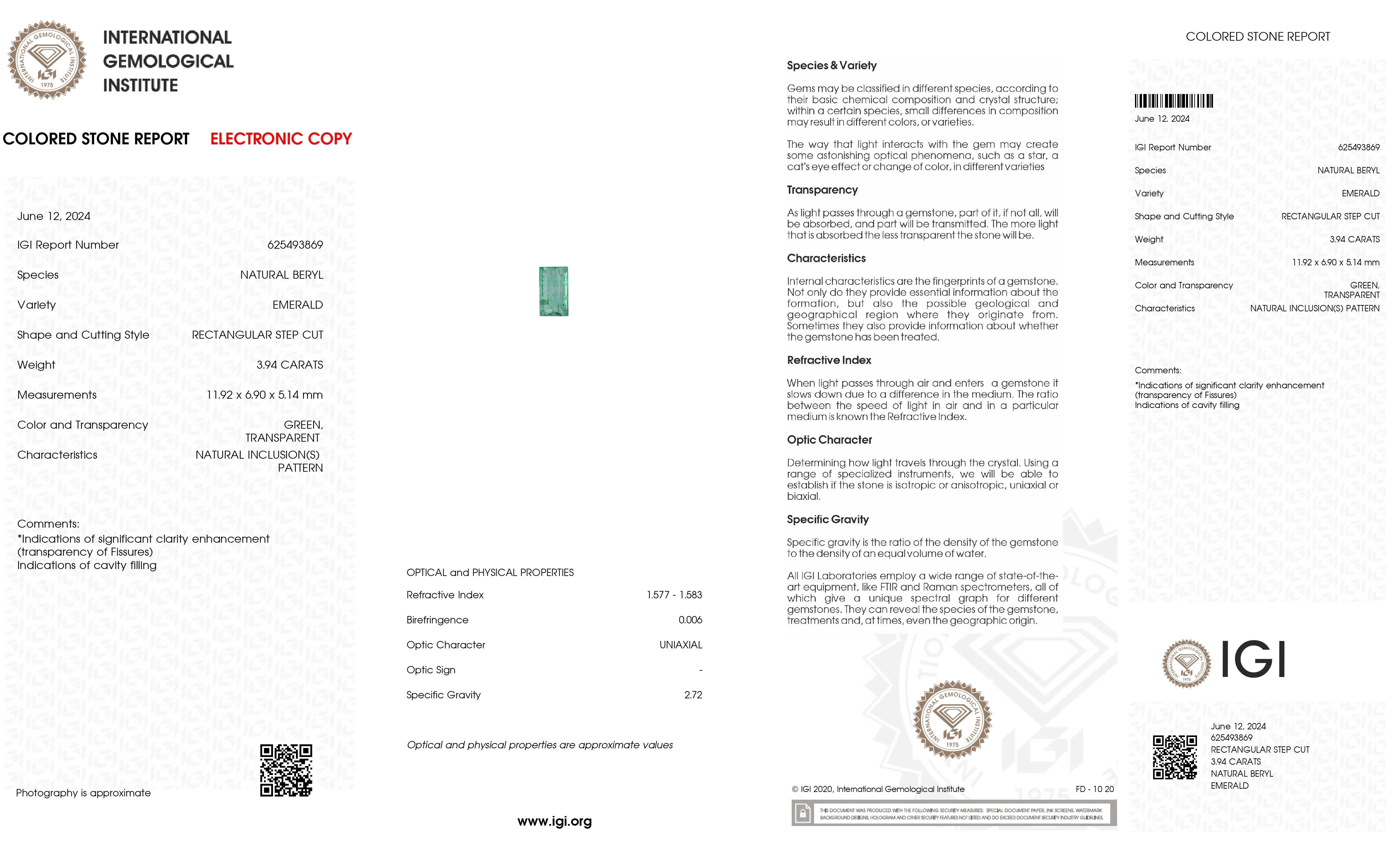 3.94 Ct. Emerald from Colombia
