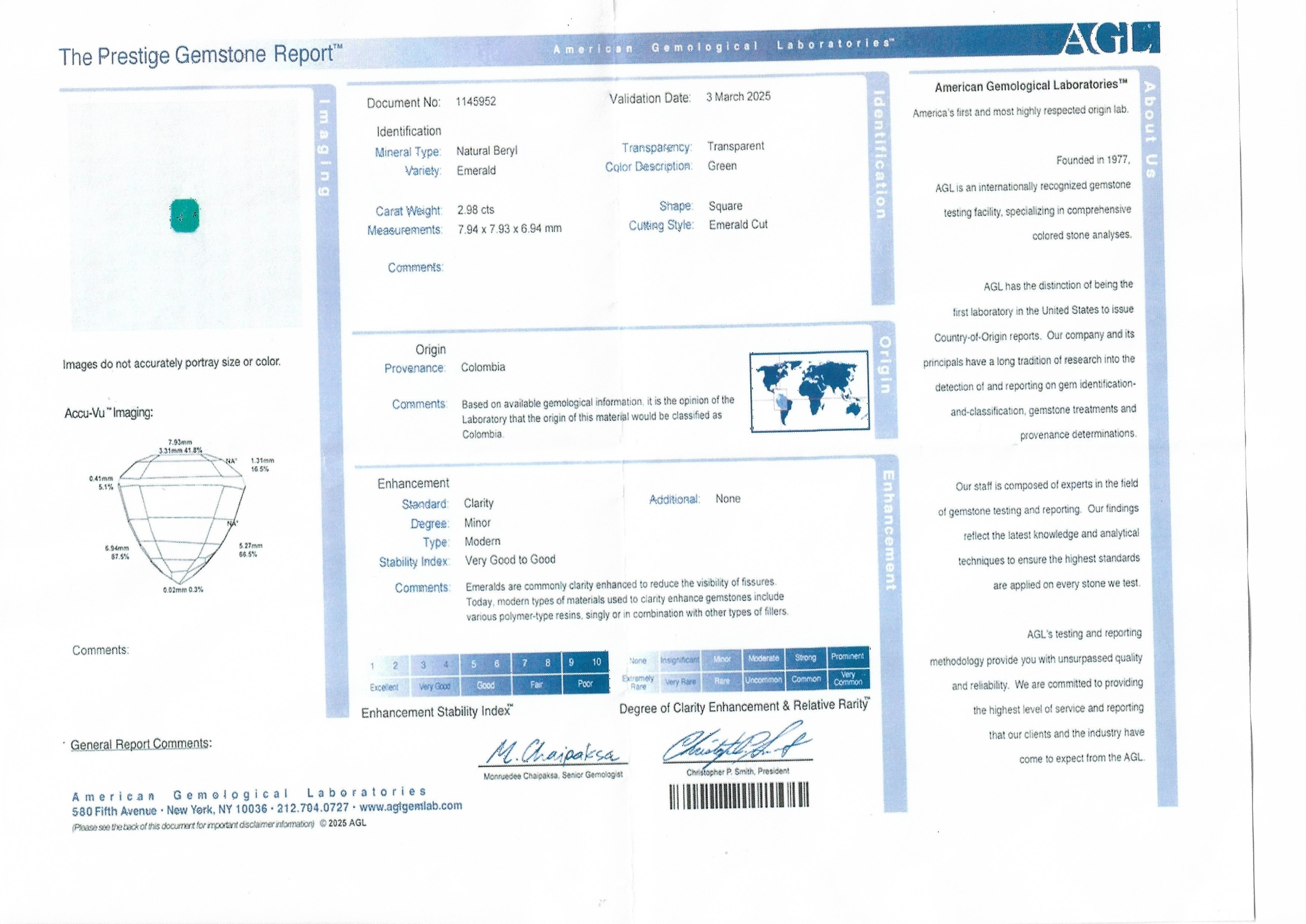 2.98 Ct. Emerald from Colombia