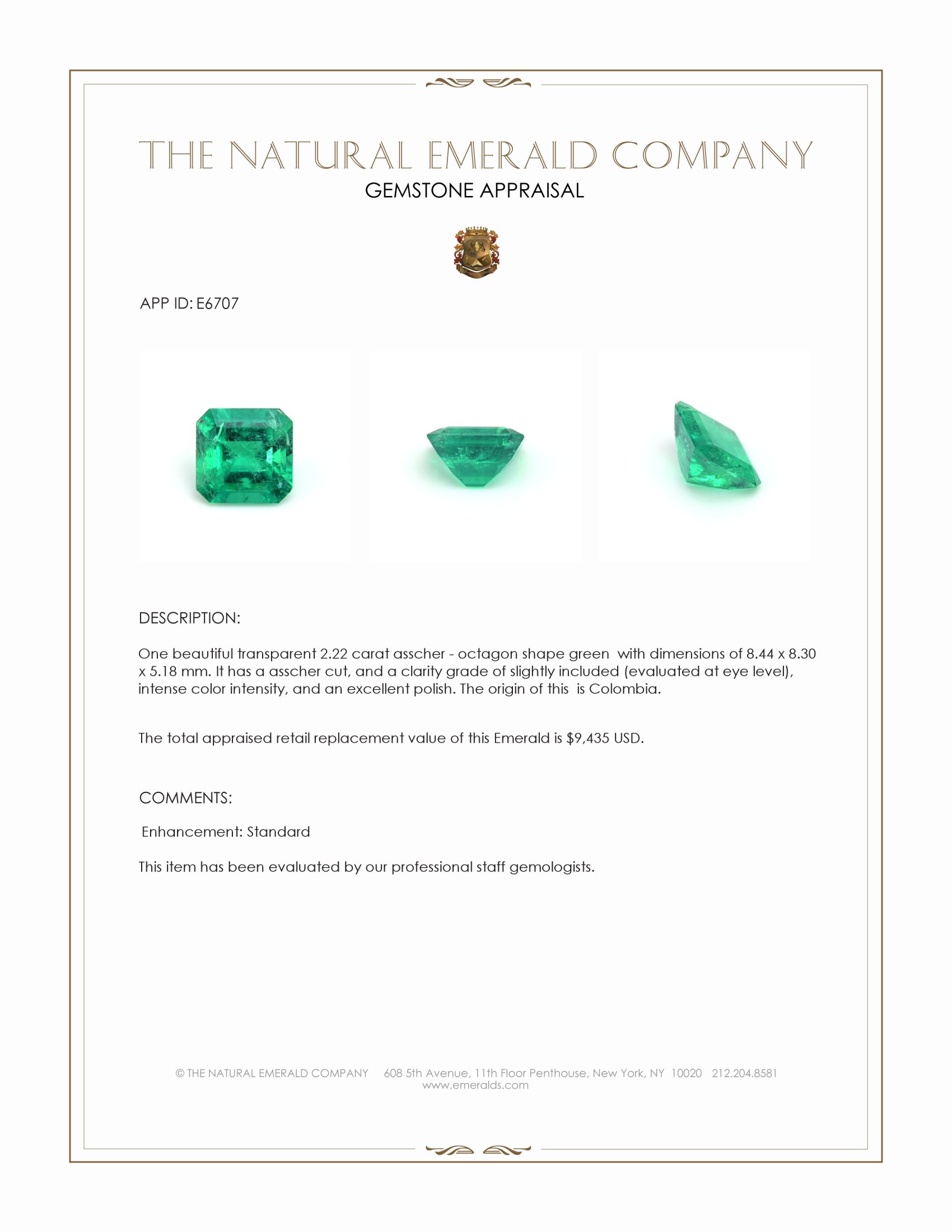 2.22 Ct. Emerald from Colombia