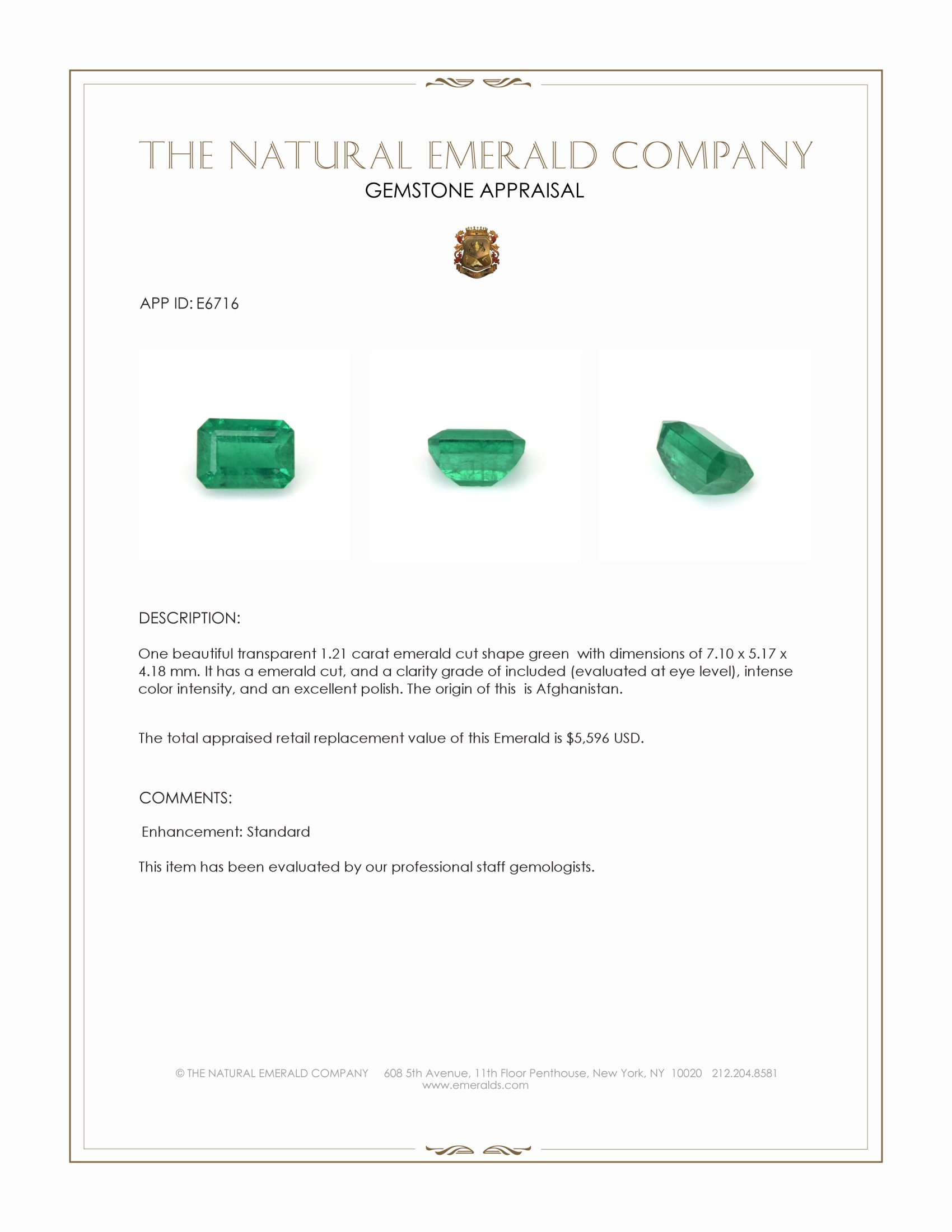 1.21 Ct. Emerald from Afghanistan